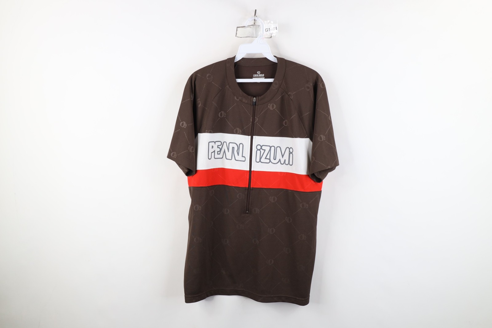 Vtg Pearl Izumi Mens Large Spell Out Color Block Bicycle Cycling Jersey Brown
