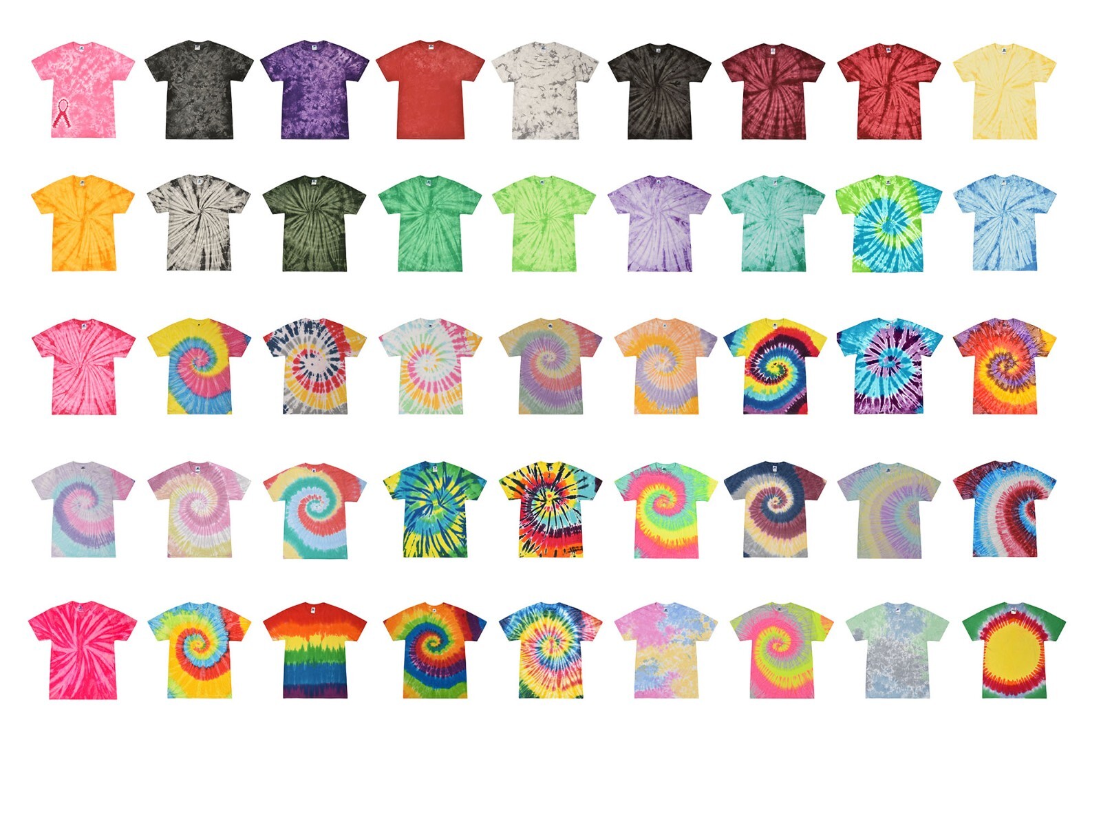 Tie Dye T-Shirts Multi-Color Adult Size 2XL XXL Cotton Colortone gallery