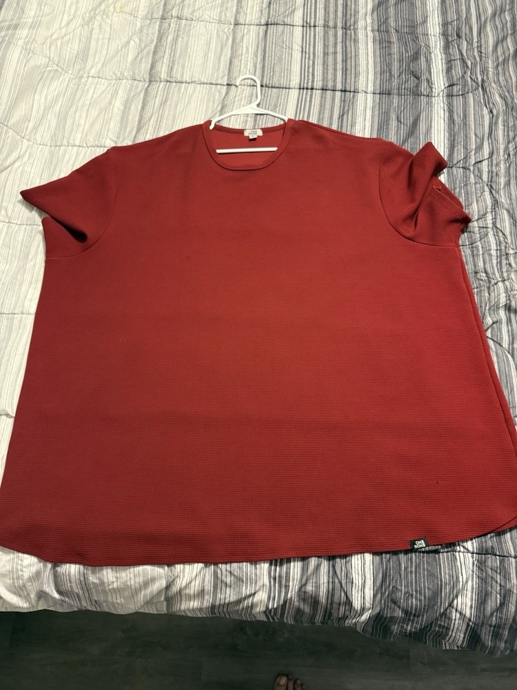 One Bone Bullet Men’s 7XL Red Short Sleeve Shirt, Wrinkle-Free, Waffle Tee