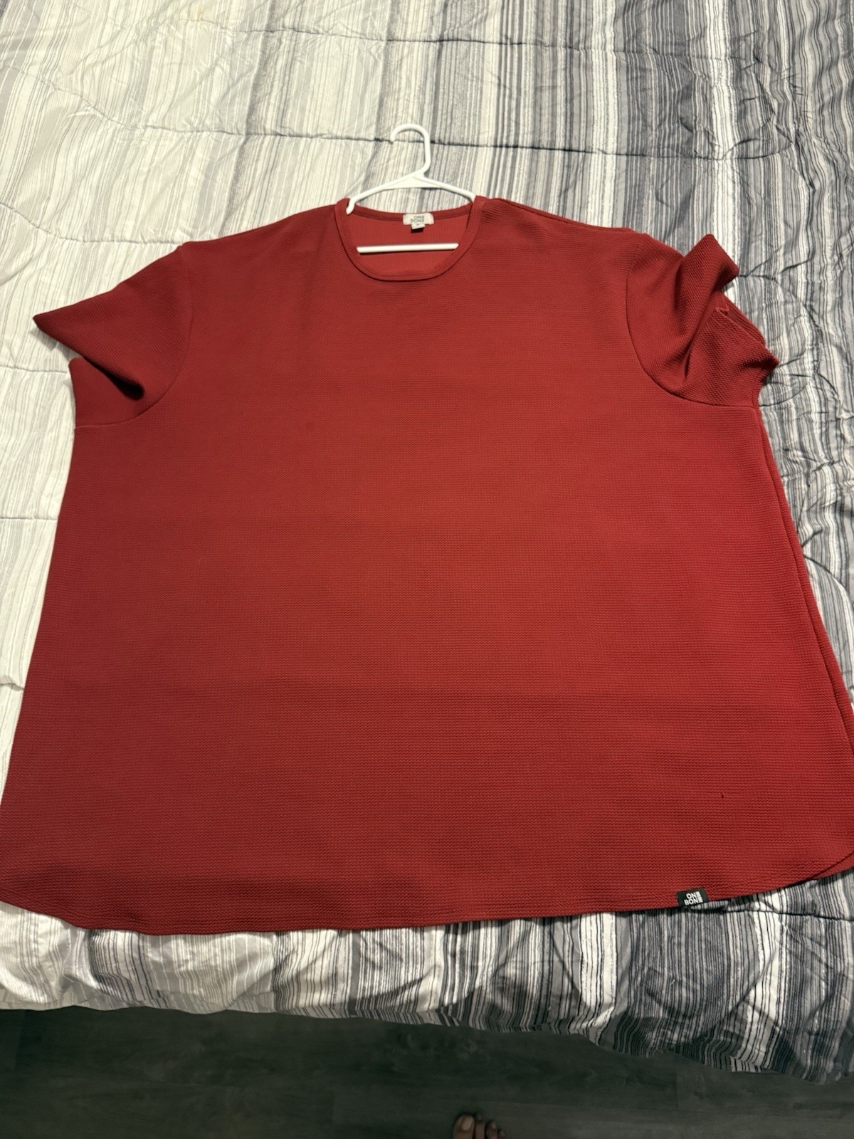 One Bone Bullet Men’s 7XL Red Short Sleeve Shirt, Wrinkle-Free, Waffle Tee