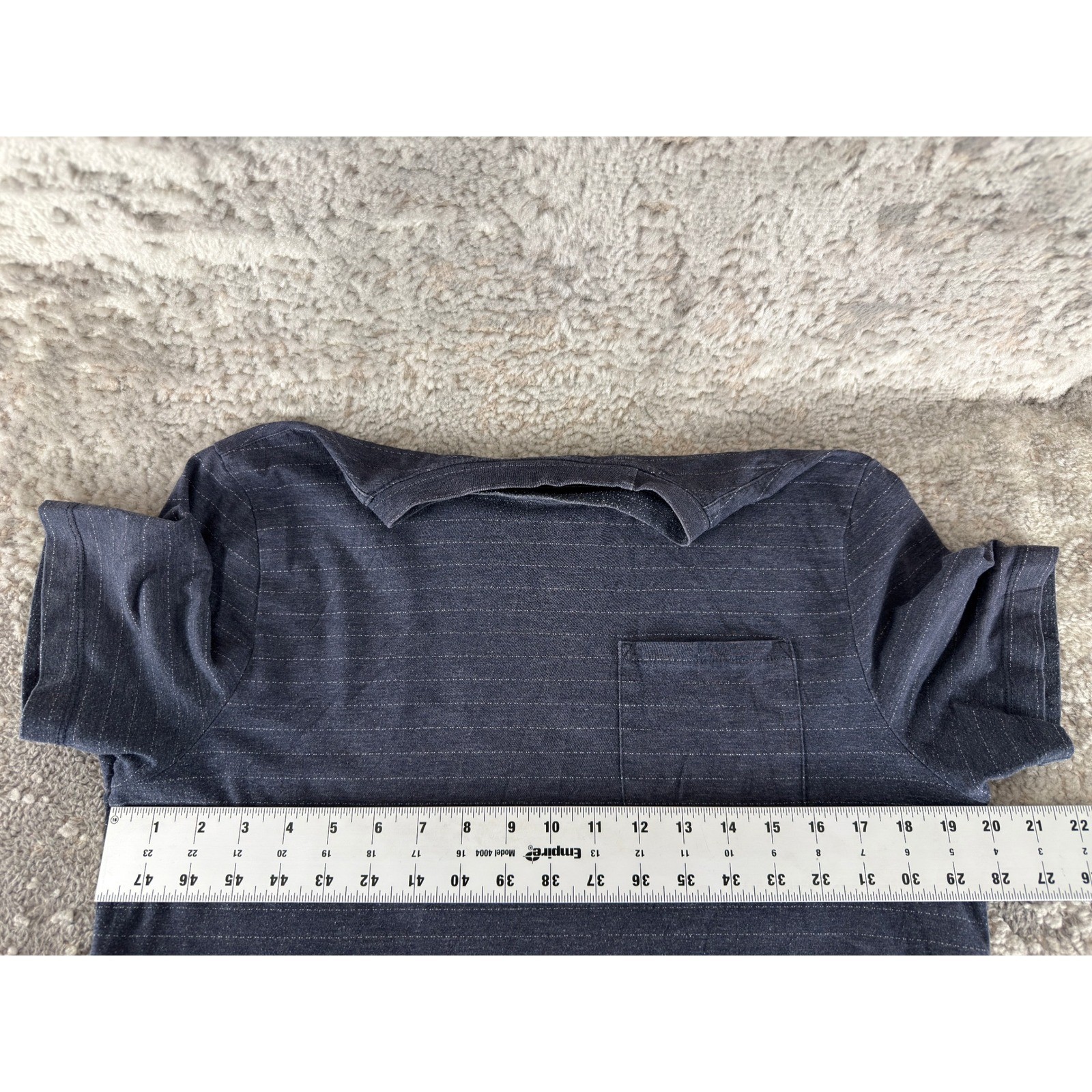 Perry Ellis Portfolio Size M Striped Pocket Casual T-Shirt Blue Short Sleeve Men gallery