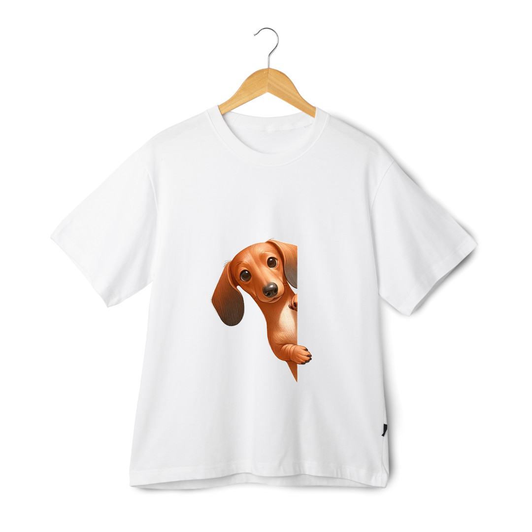 Dachshund Peekaboo T-Shirt - Unisex Cute Wiener Dog Cartoon Graphic Tee gallery