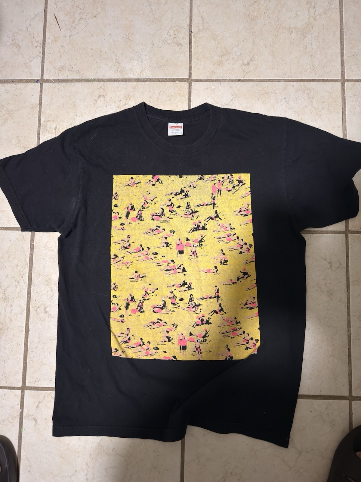 Supreme Beach Tee T-Shirt Black Mens L SS16