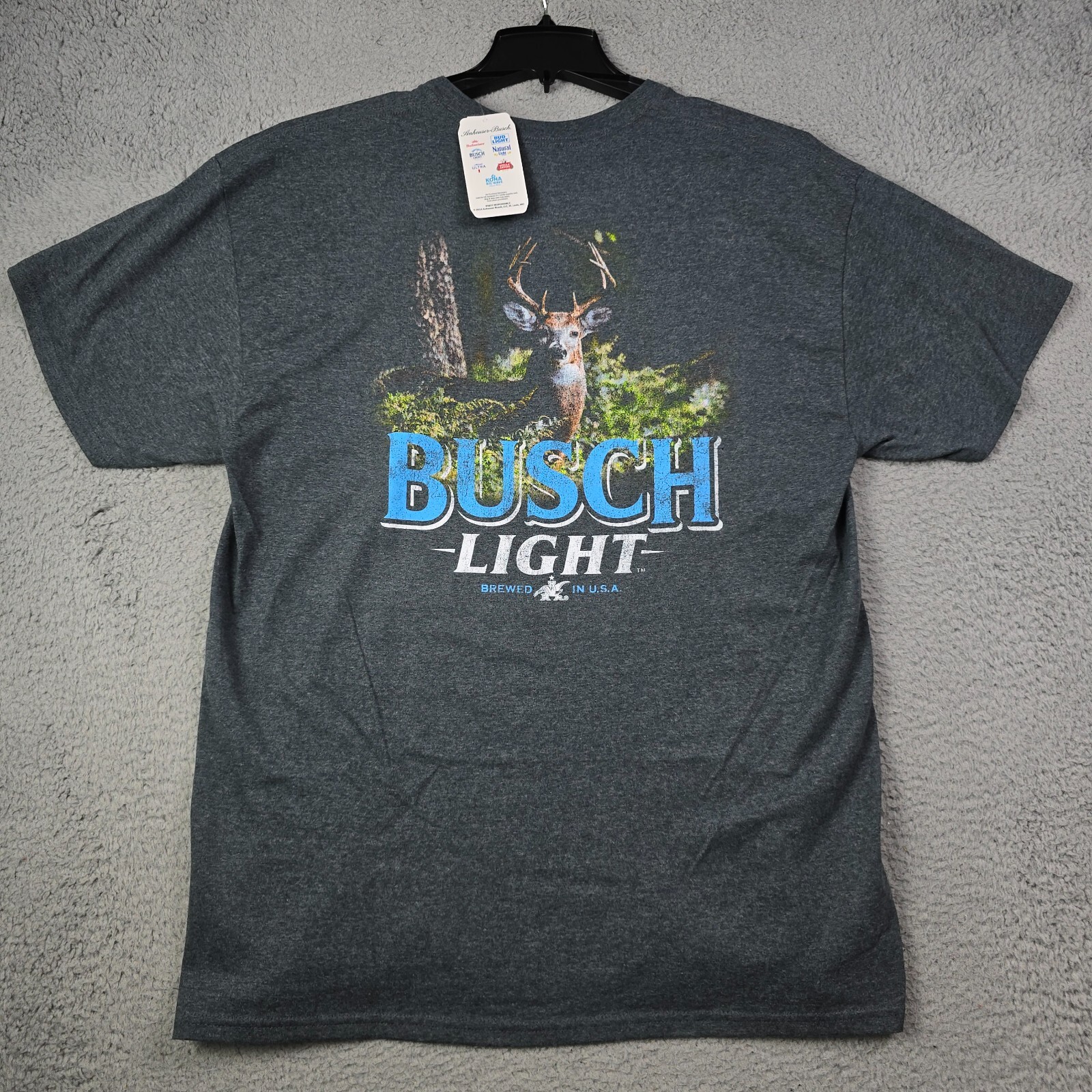 BUSCH LIGHT Deer BEER Shirt Mens Extra Large XL Black BREW Hunting Outdoors NWT