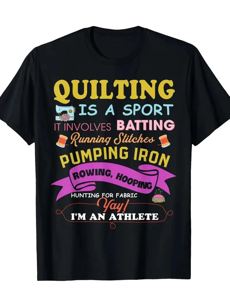 Quilting Is A Sport Funny Quilt Sayings Sewer Quilter T-Shirt-100% Cotton gallery