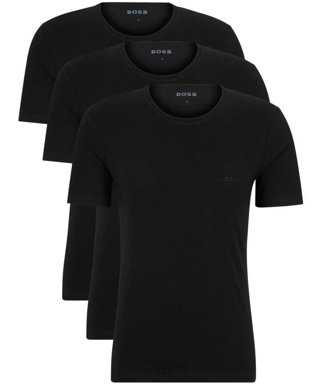 Mens T-Shirts BOSS Black 3 Pack Short Sleeve With Logo – Size L