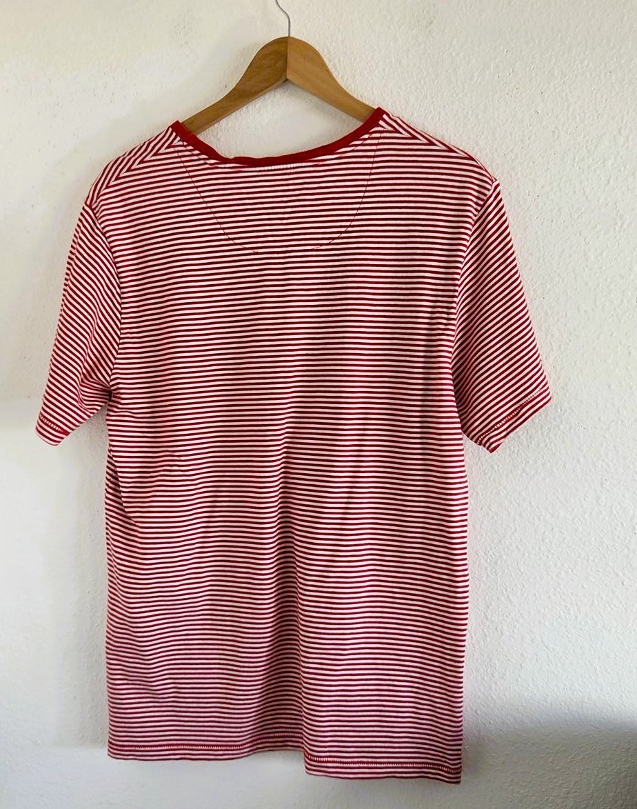 Denim & Flower Ricky Singh Men's Red & White Stripe Logo Striped T-Shirt Size L gallery