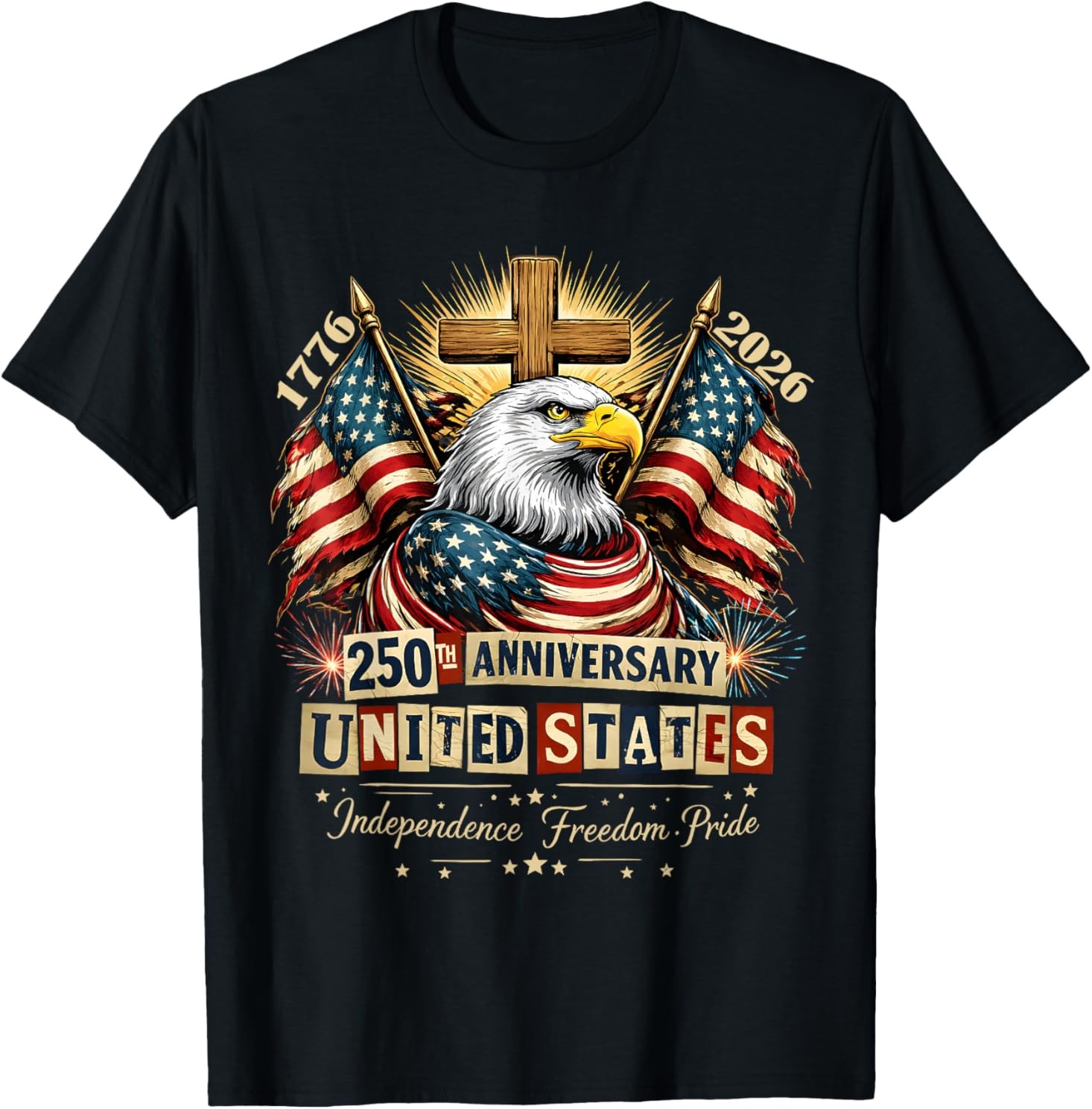 Faith Freedom 250 Years American Anniversary 1776 2026 USA T-Shirt gallery