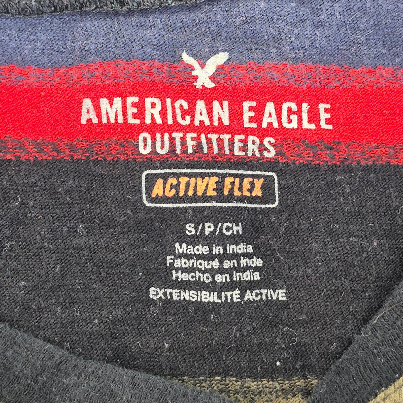 AMERICAN EAGLE T-Shirt Small Multicoloured Men's 100% Cotton Striped Longline gallery