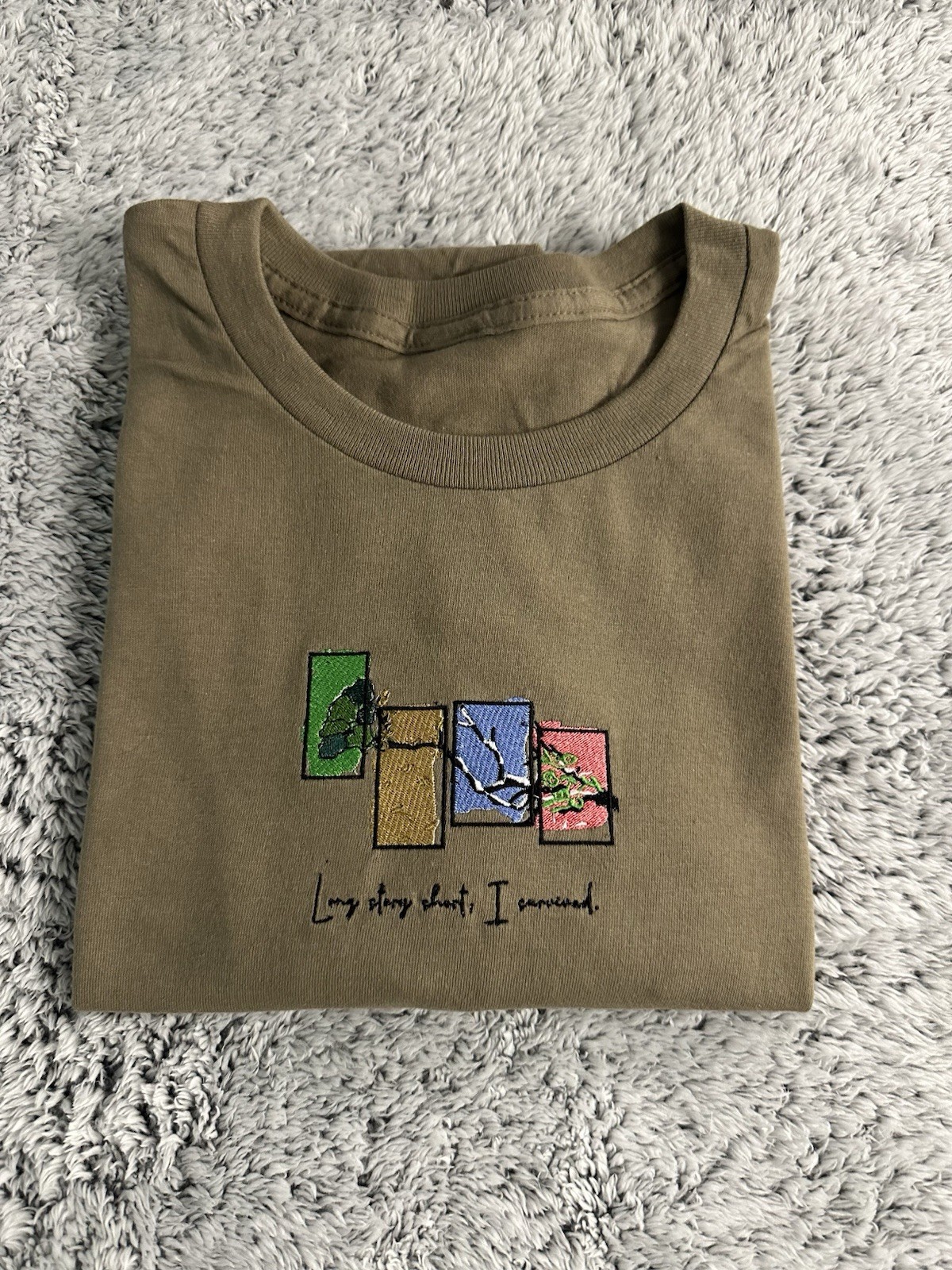 Nature Seasons Embroidered T-shirt Size L Brown Savana New with Tags Cotton Tee gallery
