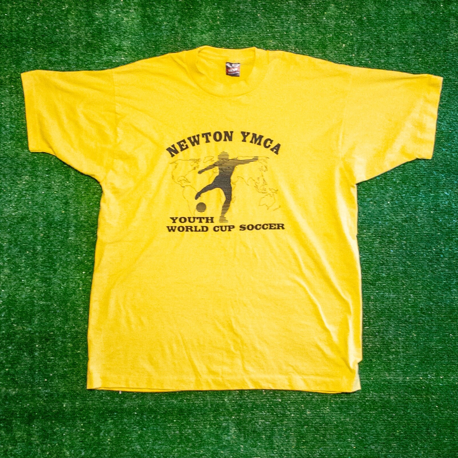 VINTAGE FRUIT OF THE LOOM BEST MENS SHIRT YELLOW YMCA SINGLE STICH SIZE XL gallery
