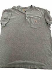Carhartt Men’s Gray Short Sleeve Workwear Henley Neck Pullover T-Shirt Size L