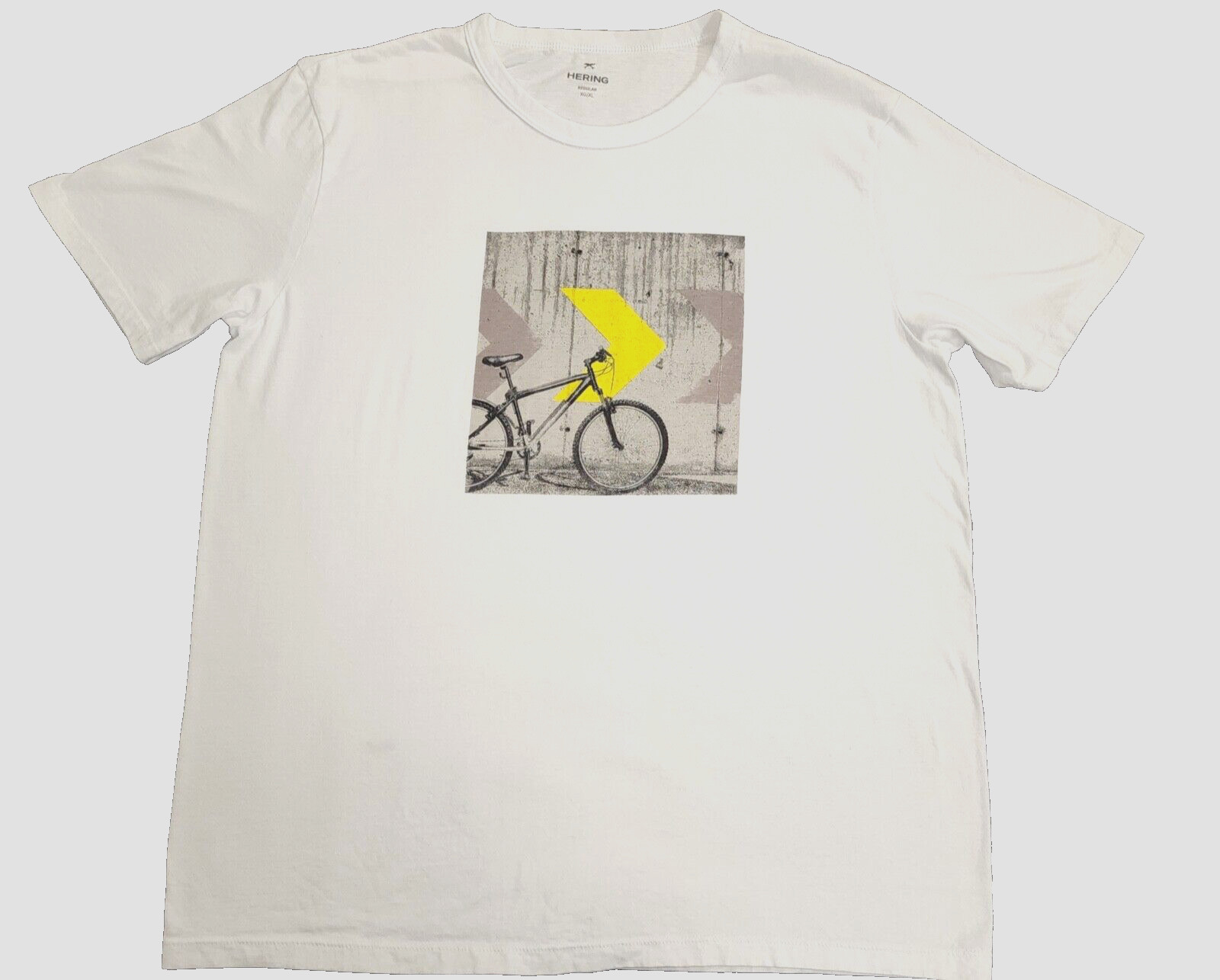 Hering Men White T-Shirt Regular Size XL Stamped Cotton Blend gallery