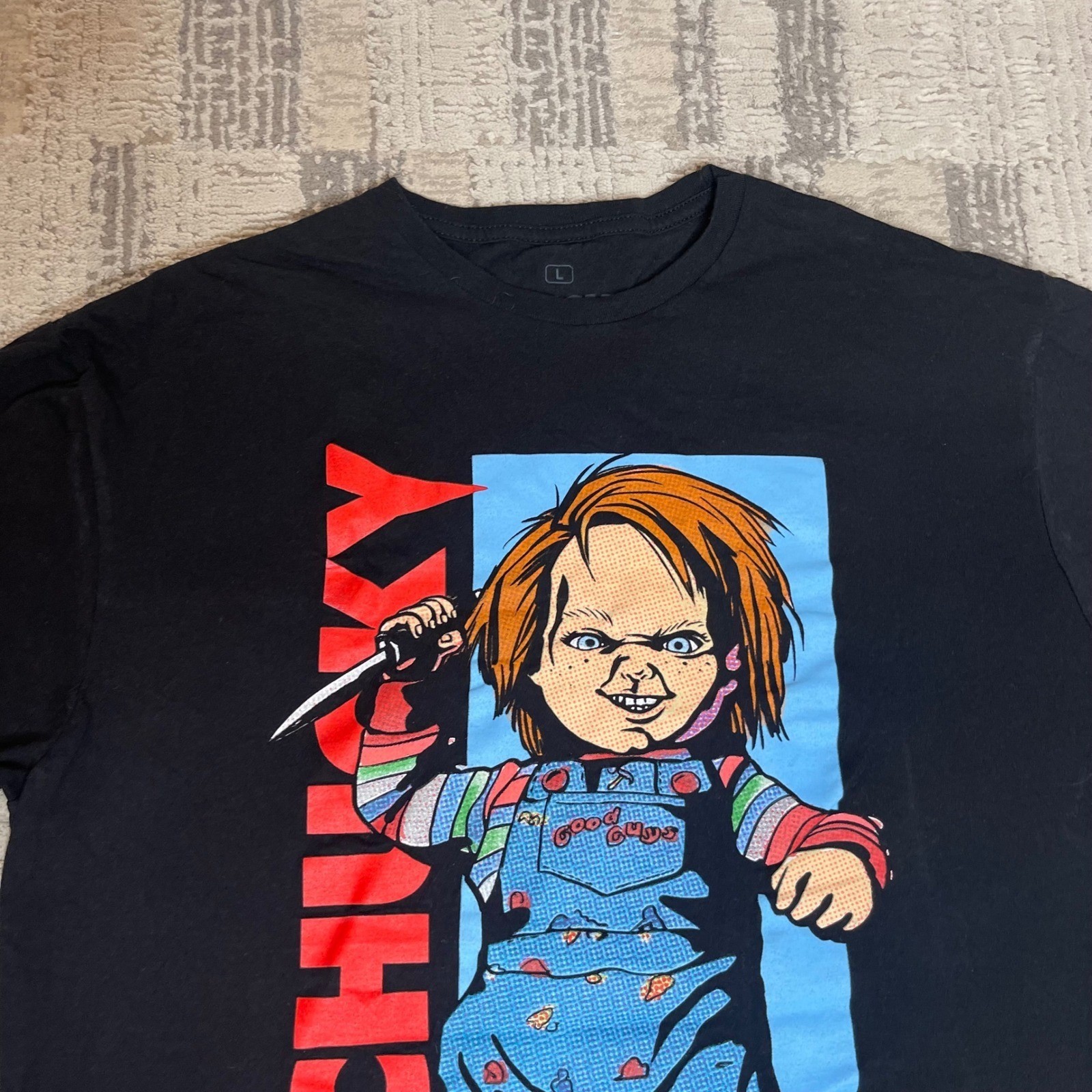 Chucky Childs Play Horror Movie Graphic T-Shirt Mens Large Black Short Sleeve gallery
