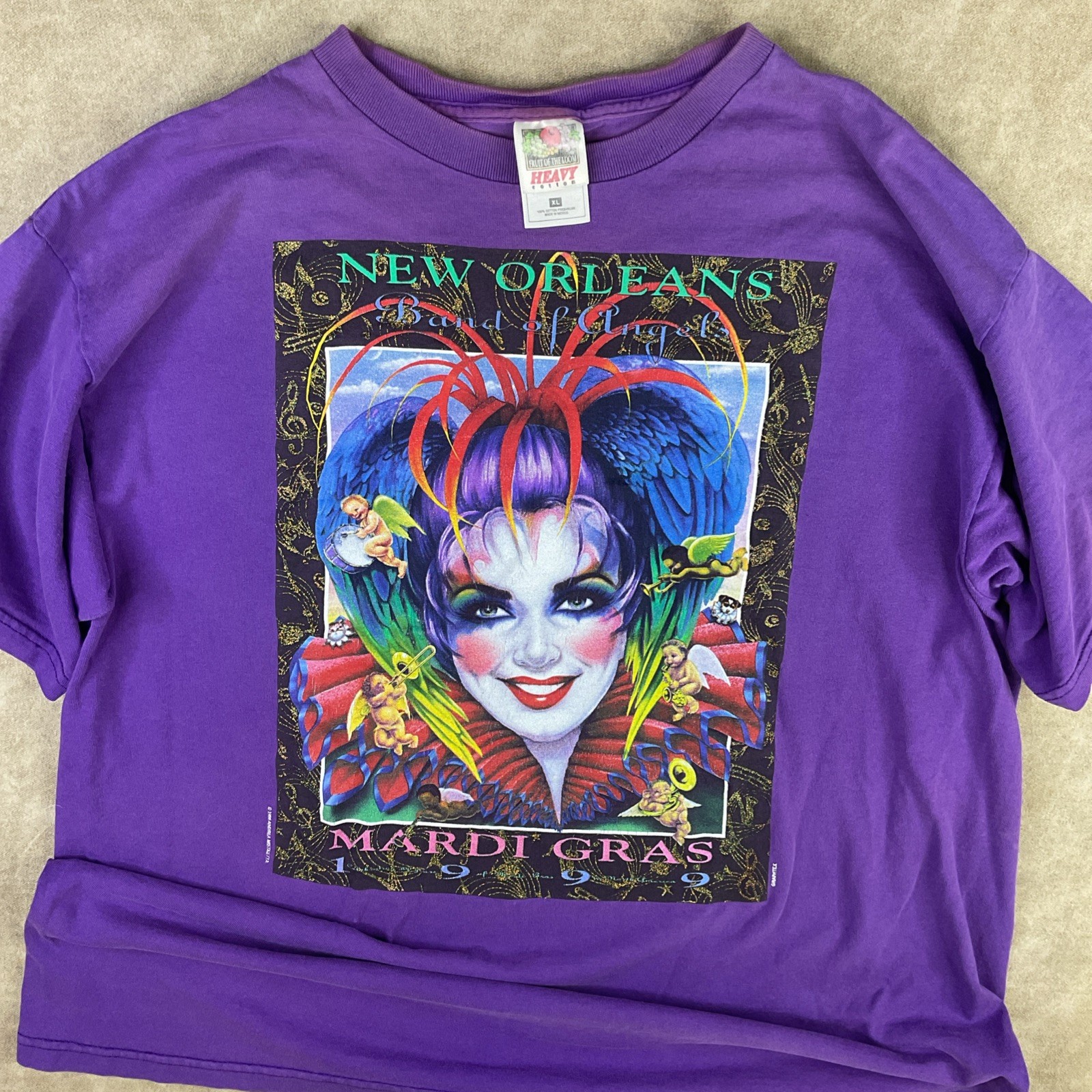 Vintage Mardi Gras T-Shirt XL New Orleans Band of Angels Andrea Mistretta 90’s