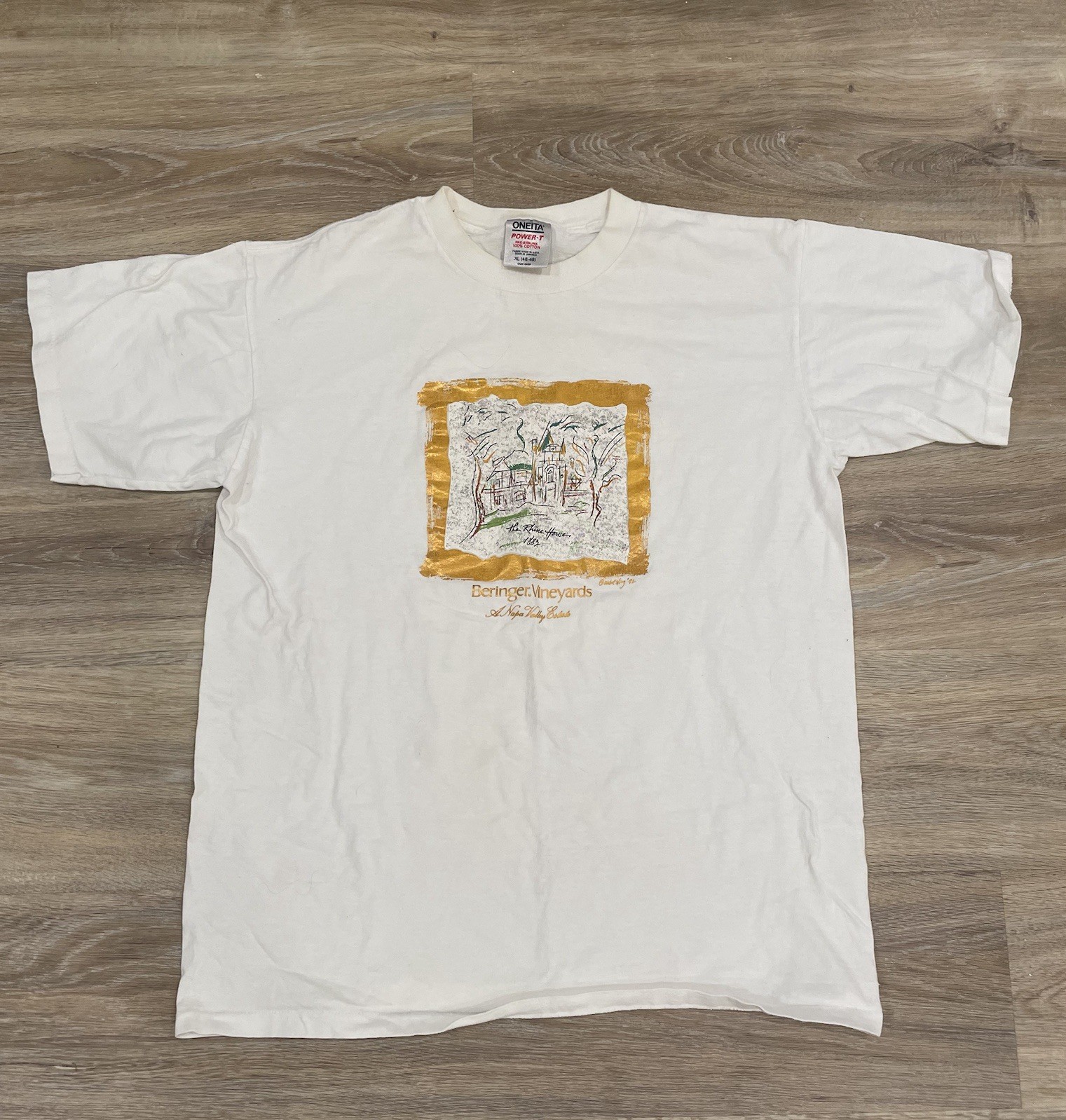 Vintage 1990’s Beringer Vineyards Napa Valley Rhine HouseOneita Single Stitch XL gallery