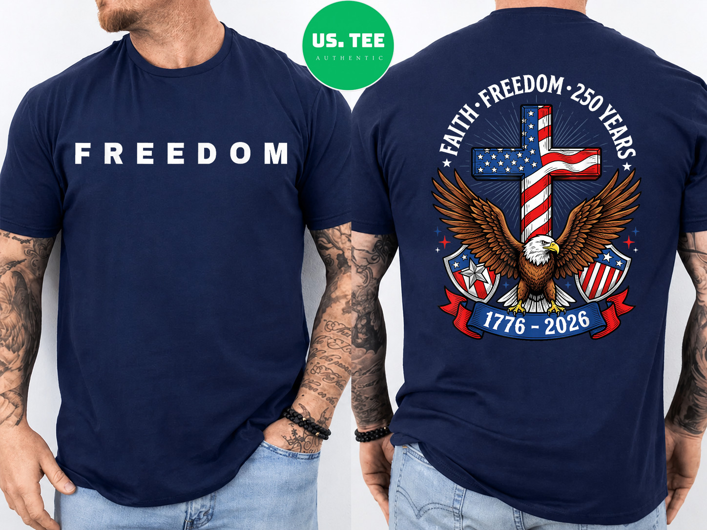 250th Anniversary USA Faith Freedom 4th of July Patriotic Two Sided T-Shirt gallery