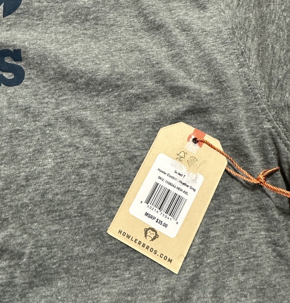 NEW Howler Bros Men’s Logo Select T Howler Electric Shirt 50/50 Size 2XL Grey gallery