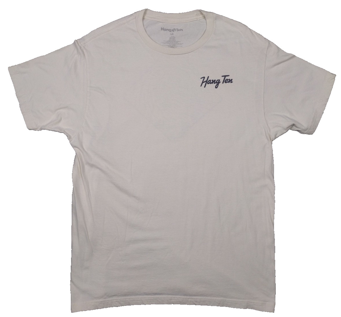 Hang Ten Surf Company Waves on Back Beige T Shirt Men’s Size Large Tee