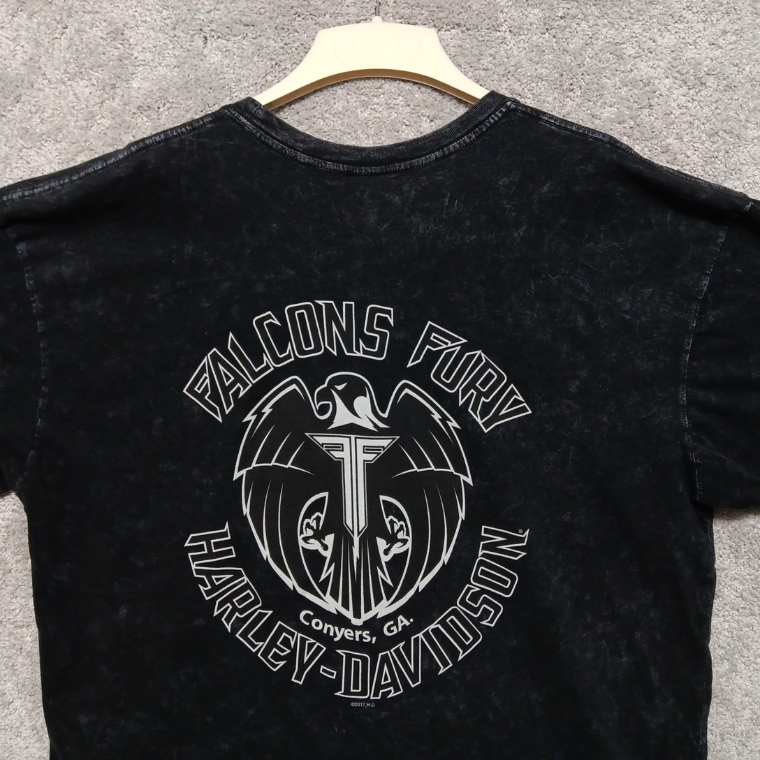 Harley Davidson T Shirt XXL Black Falcons Fury Conyers Georgia Screaming Skull gallery