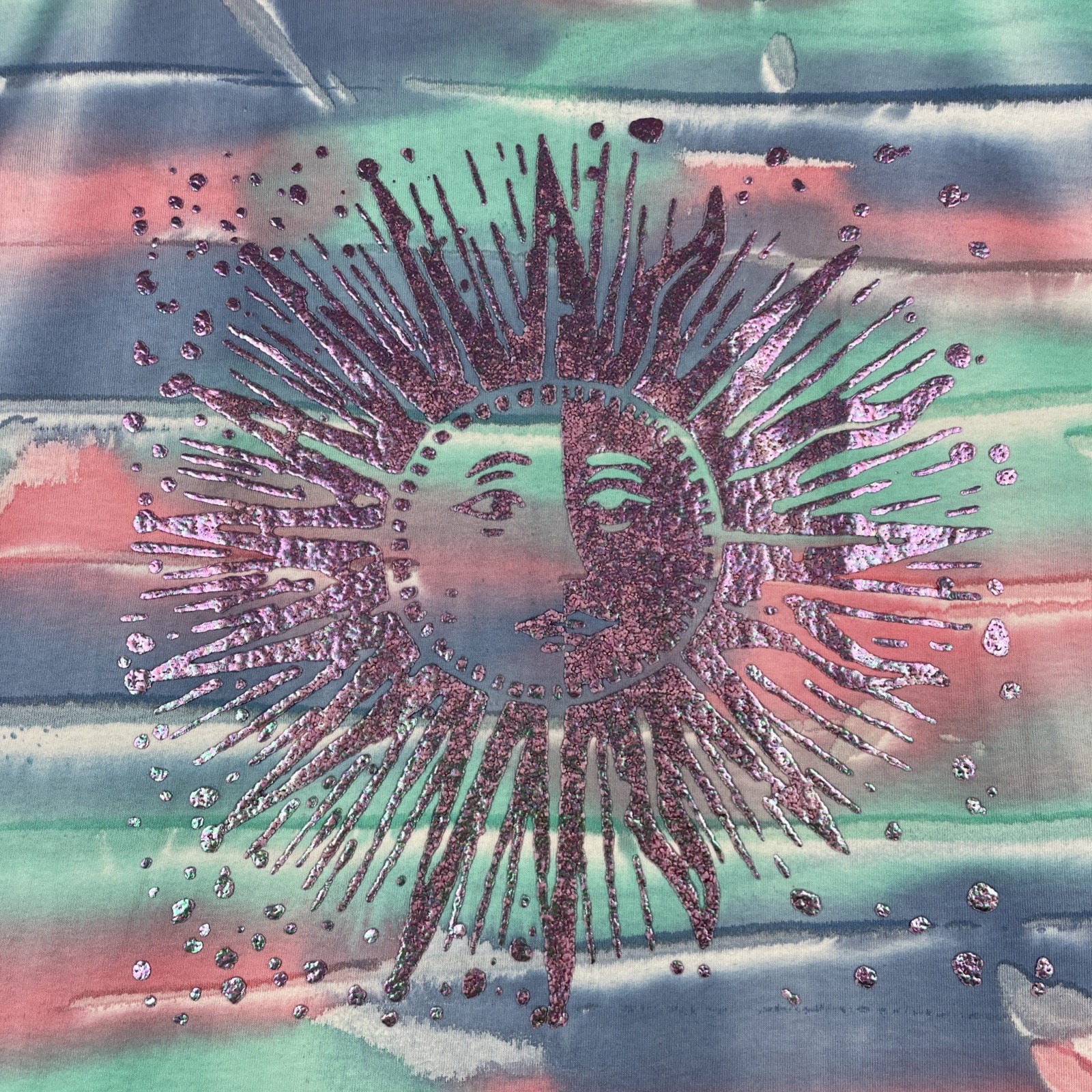 Vtg Silver Screen Ts XL Tie Dye Shirt Sunshine Iridescent Puff Print Made In USA gallery
