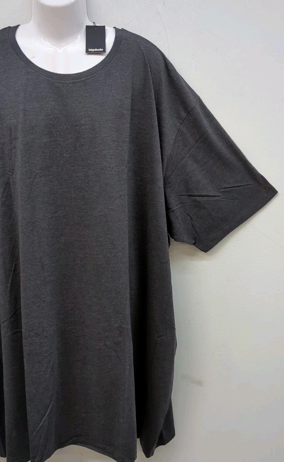 Bigdude Short Sleeve Plain Crew Neck Straight Hem T Shirt Size 7XL Charcoal gallery