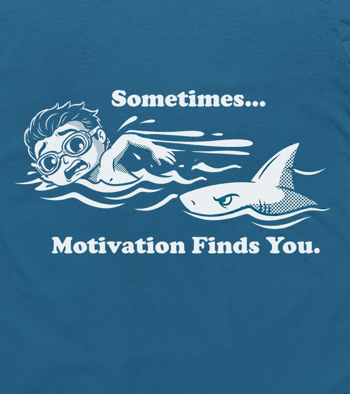 Summer Sometimes Motivation Finds You Shark Swimmer Funny Graphic T-Shirt tee