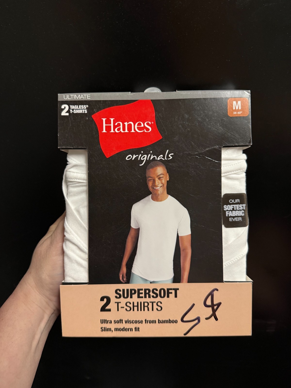 Hanes 2 Pack Supersoft Tagless T-Shirts - White - Medium (38-40") gallery