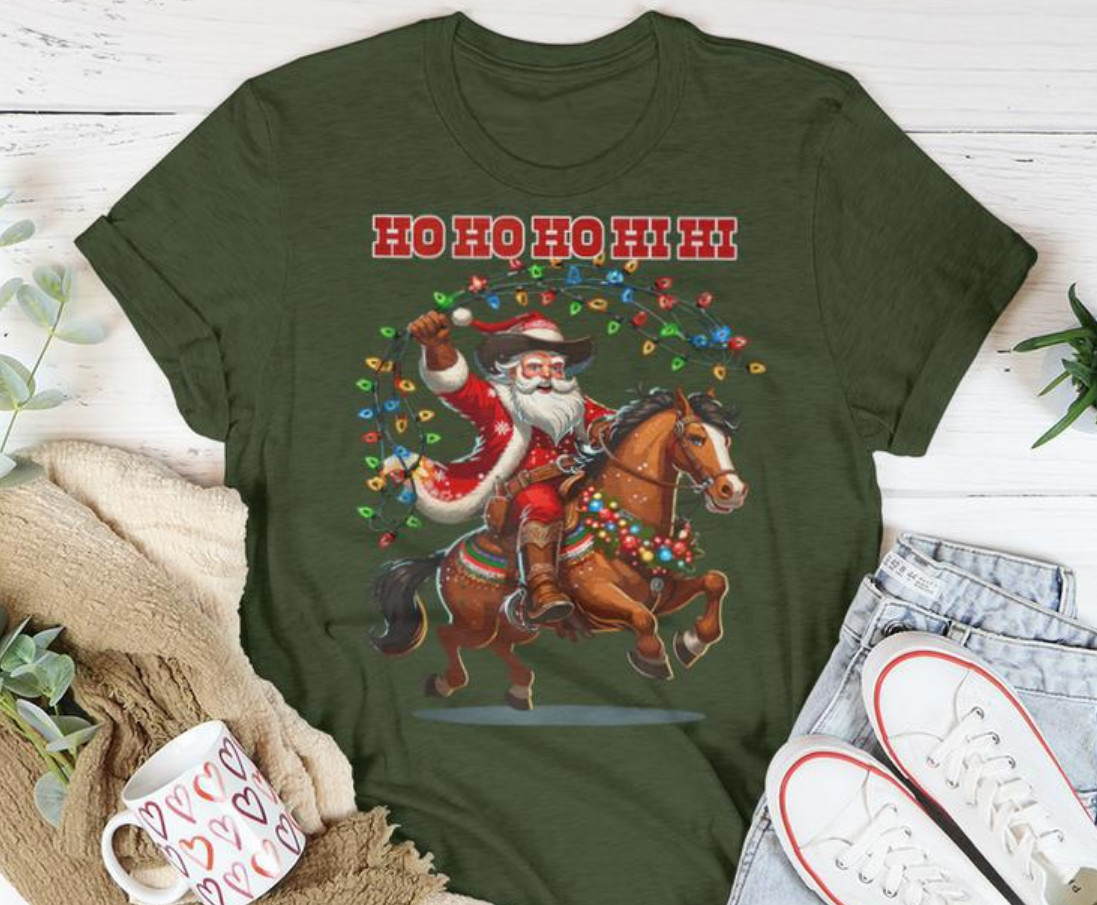 Horse Christmas t-shirt S-234XL Cotton Green men women BR027