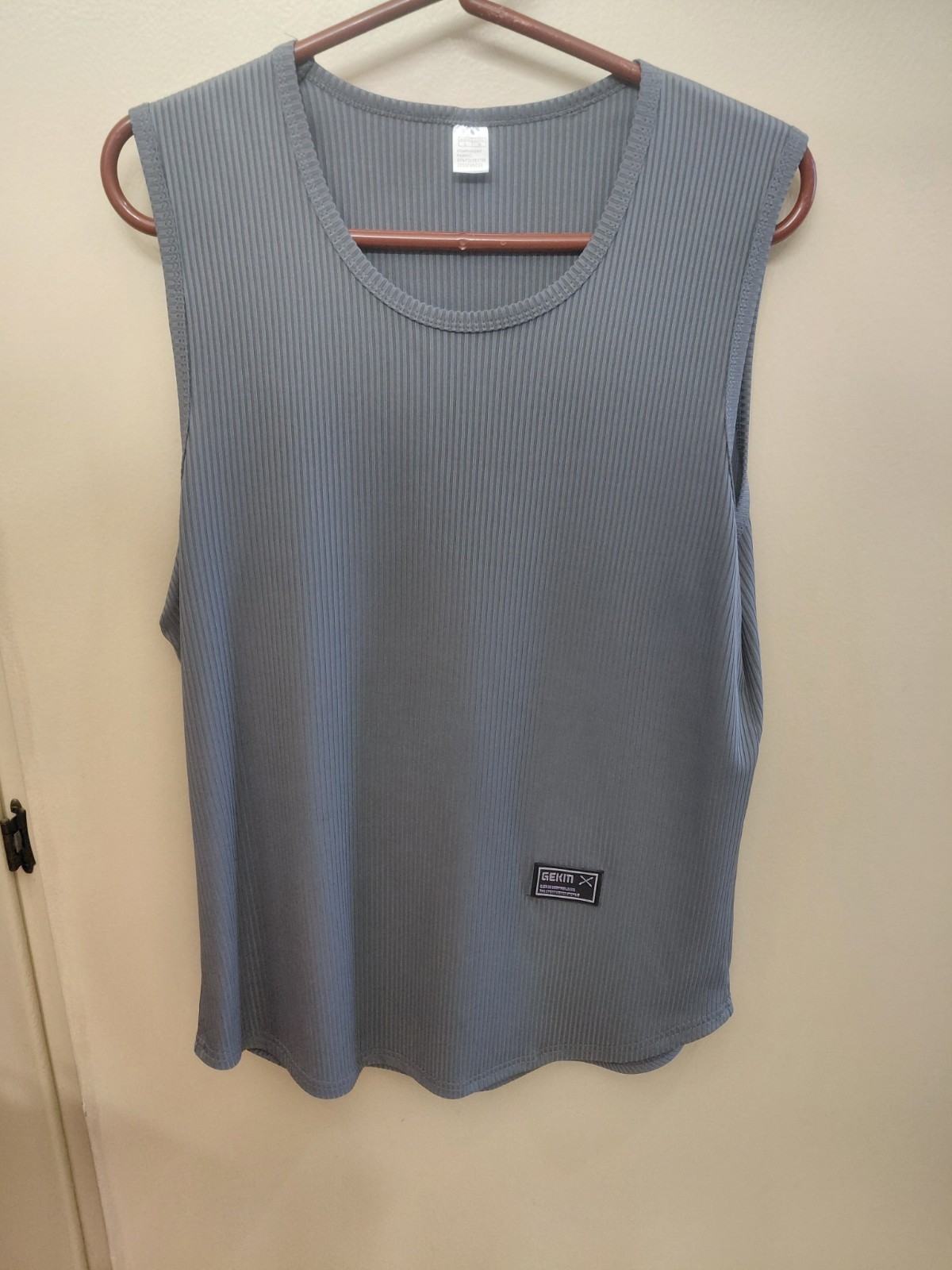 New! Gray 3D Textured Ribbed Sleeveless Men's Shirt. Small. Unbranded. gallery