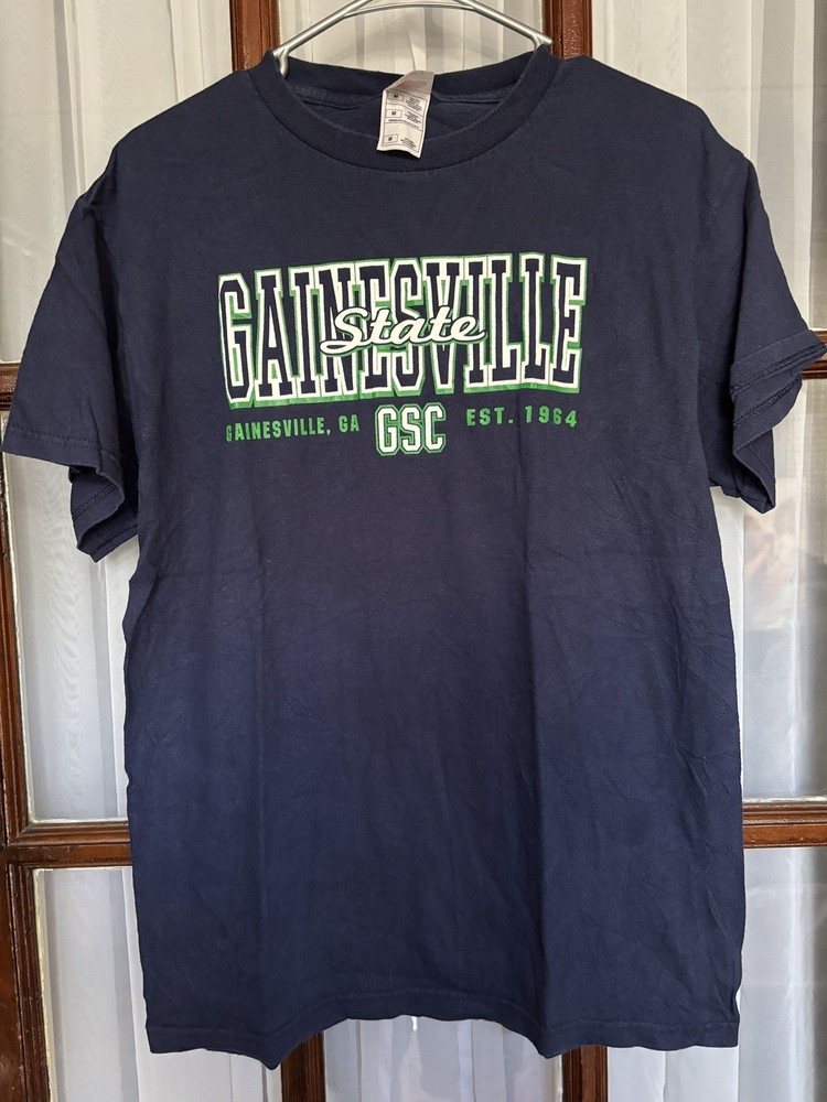 Y2K Gainesville State College GSC Georgia Fighting Geese Navy T-Shirt sz Medium