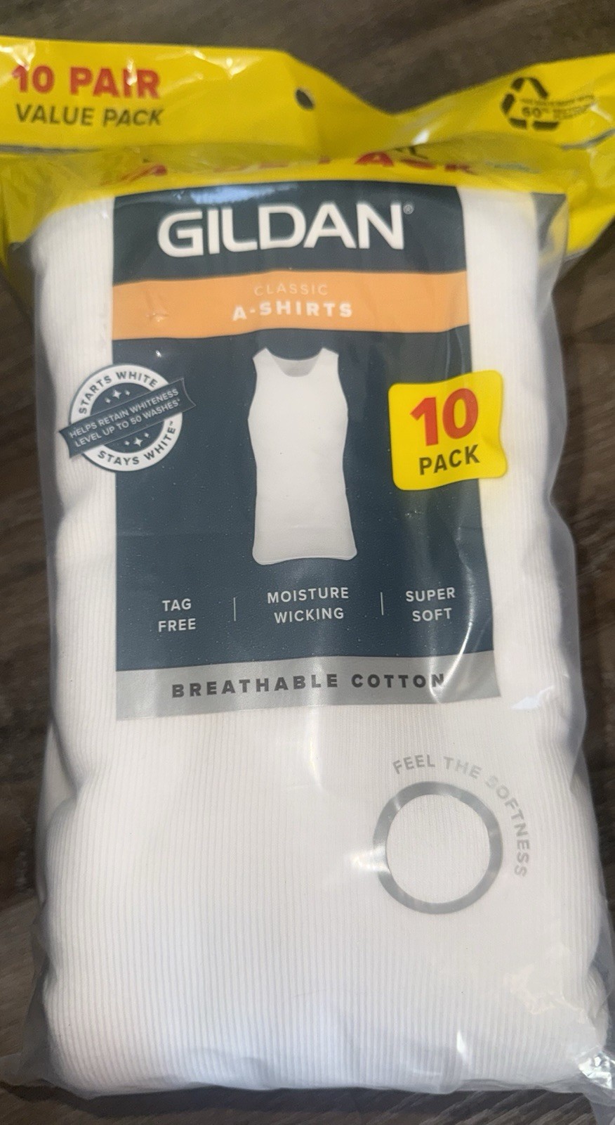 Gildan ~ Men’s 10-Pack Tanks Tops A-Shirt Undershirts 100% Cotton White ~ L
