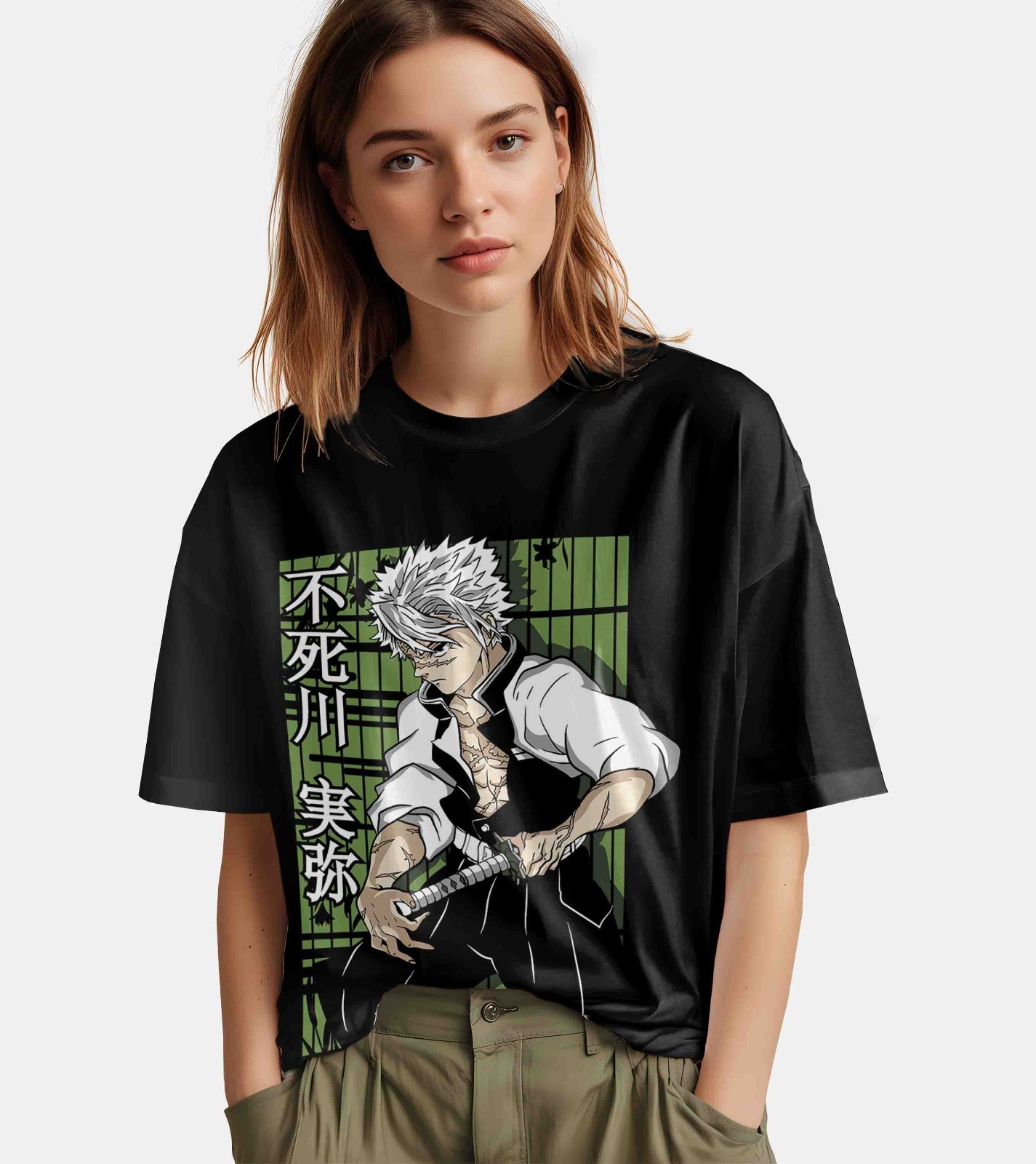 Demon Slayer Shirt Sanemi Shinazugawa T-Shirt Tanjiro KNY Anime Akaza Muzan Tee gallery