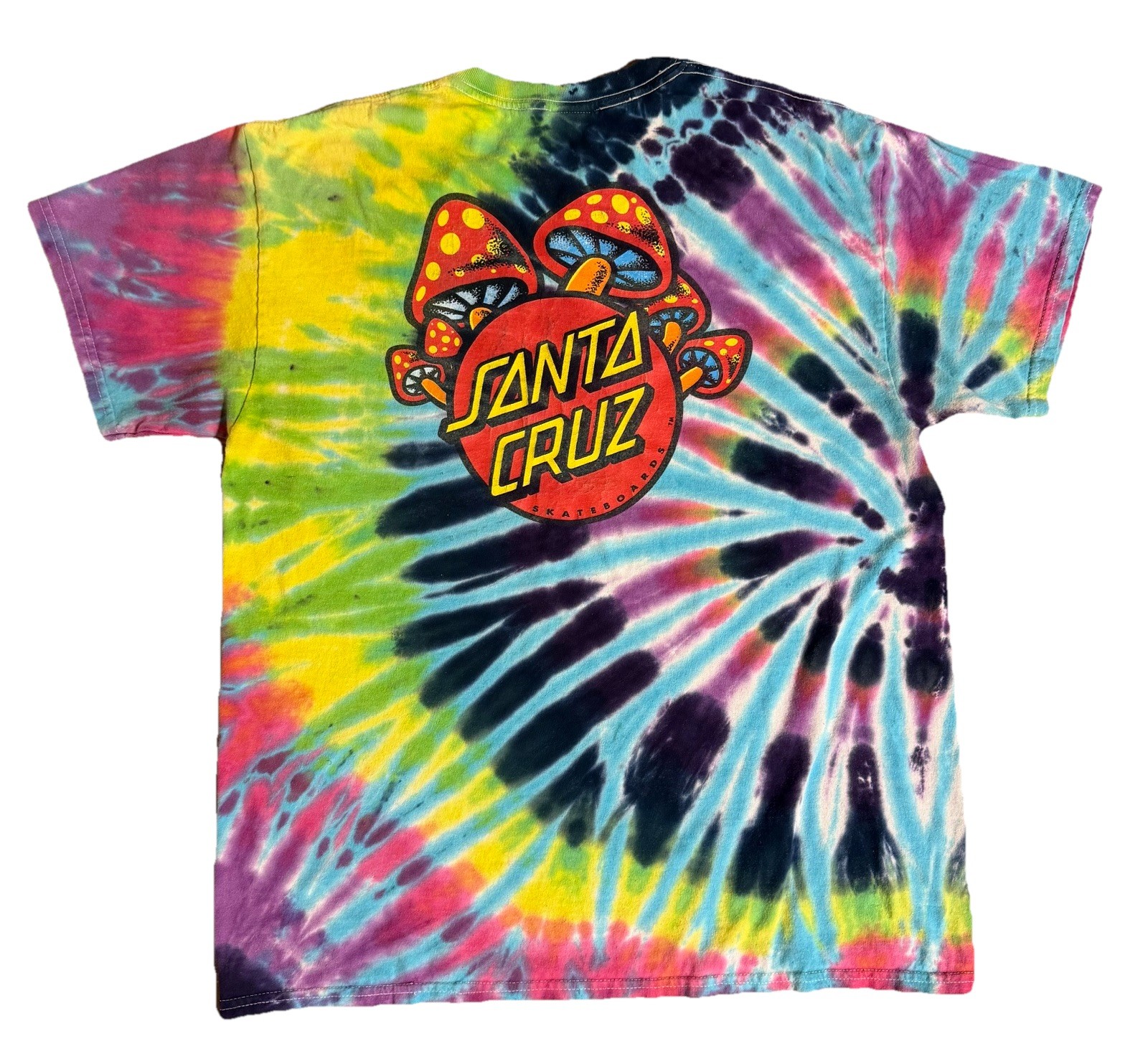 Santa Cruz Skateboards Tie Dye Short Sleeve Tee Shirt Graphic Print Mushrooms LG gallery