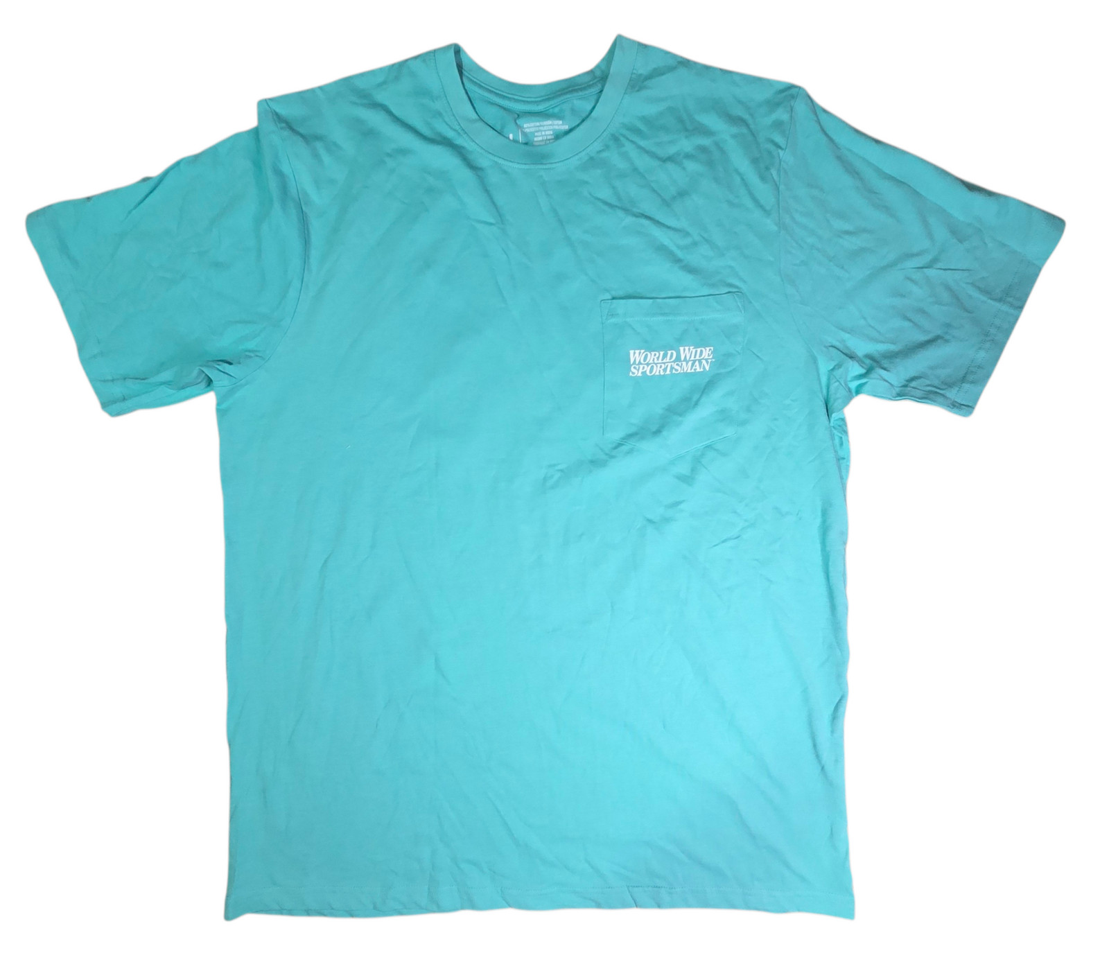 World Wide Sportsman Since 1967 Bass Teal Double Sided Pocket T-Shirt Large