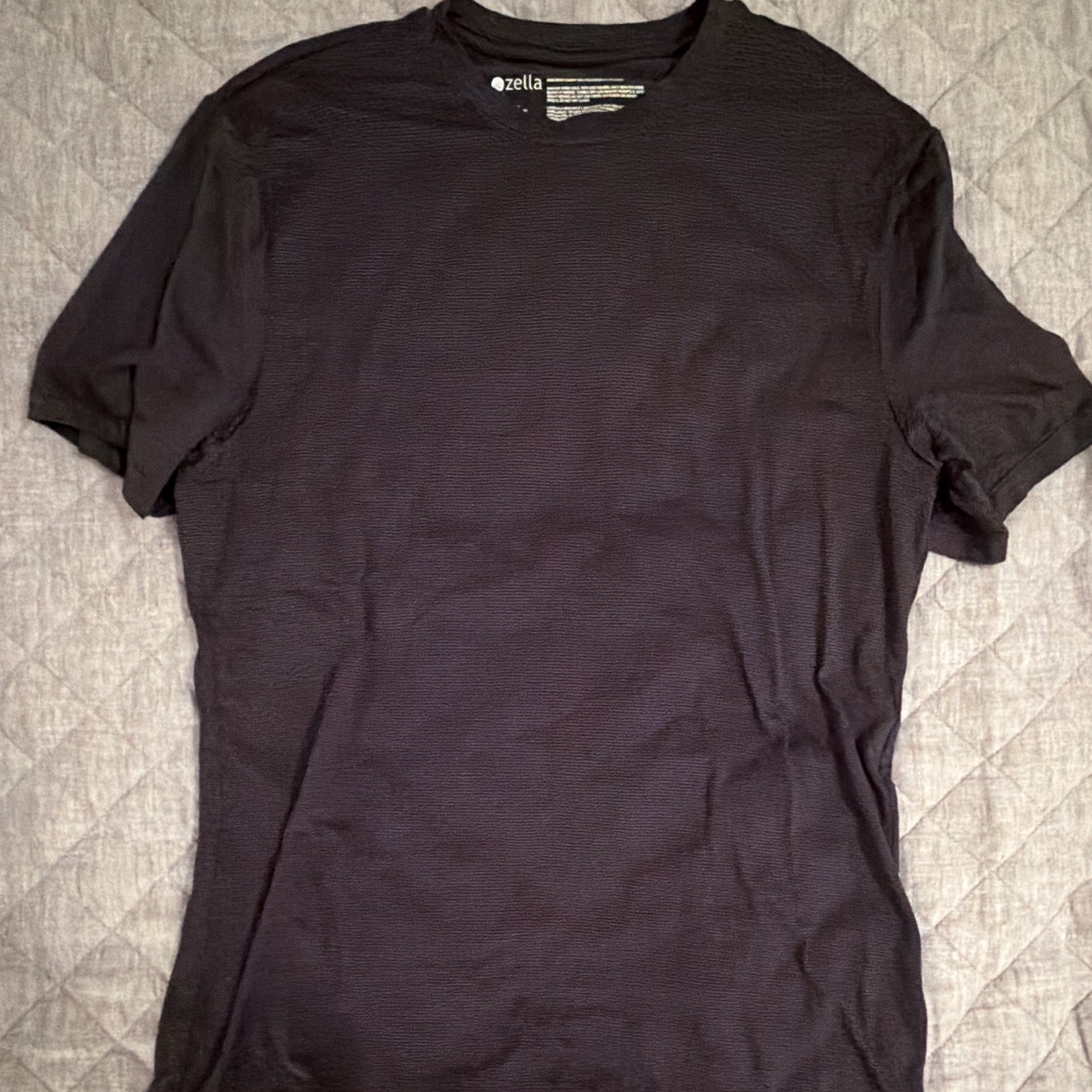 Zella Men’s S Black Cotton Crew Neck Short Sleeve Solid Basic T-Shirt gallery