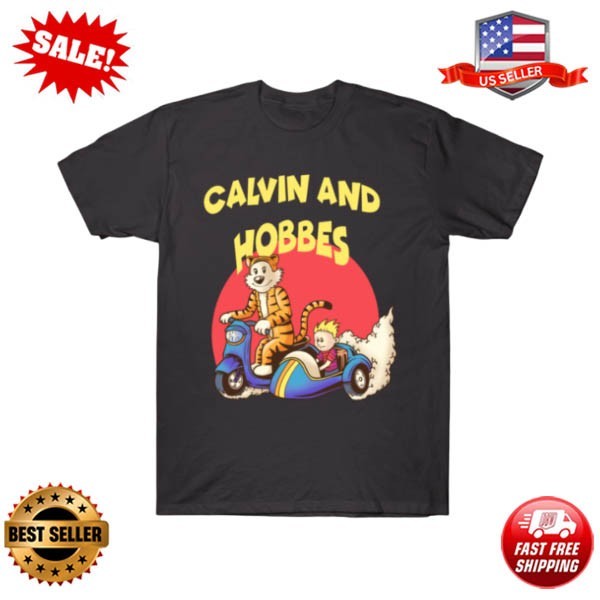 calvin and hobbes riding sidecar motorbike T-Shirt