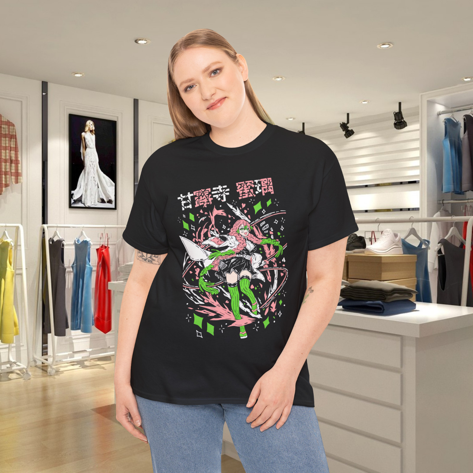 Anime Mitsuri Kanroji T-Shirt Demon Slayer Kimetsu Black T Shirt gallery