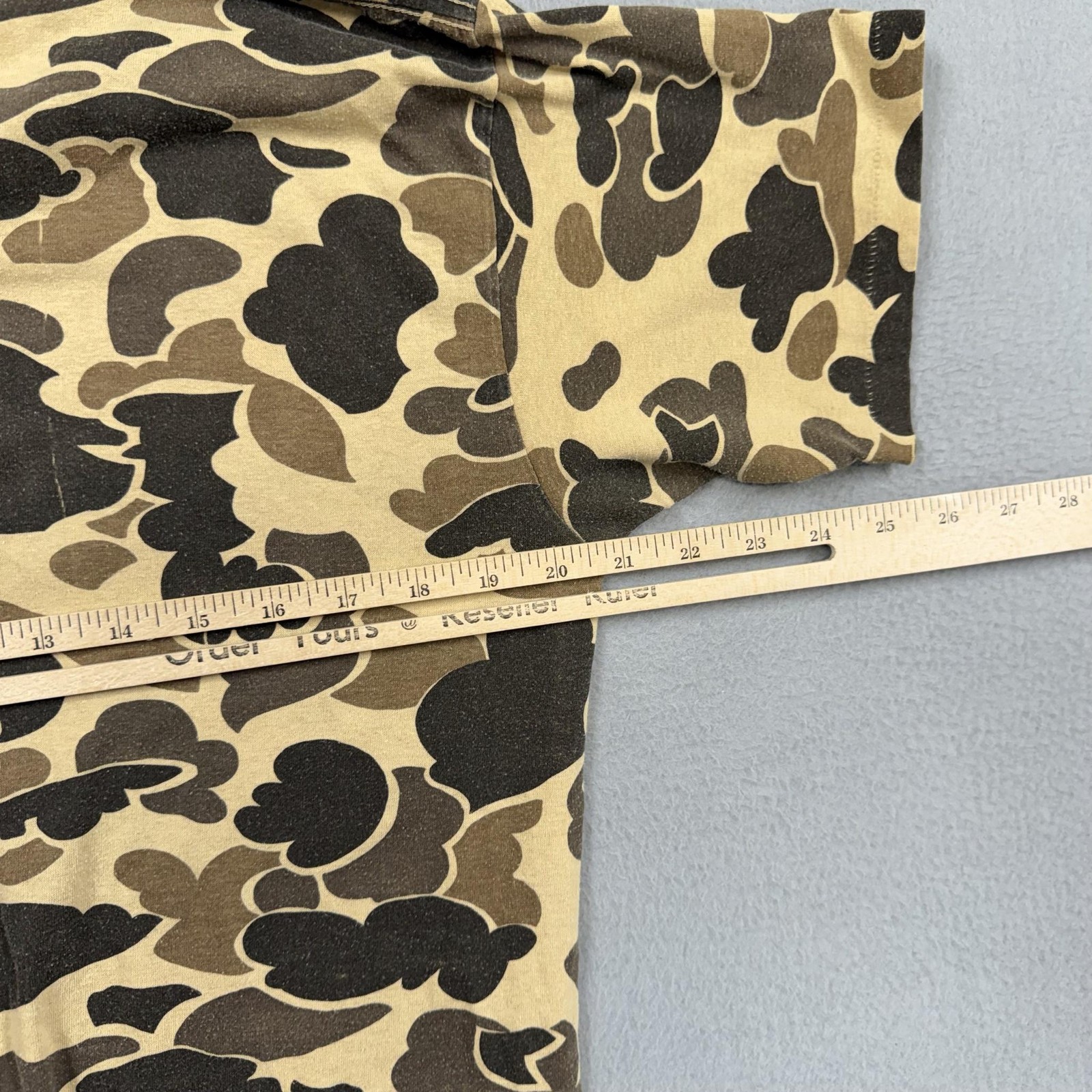 Vintage Camo Shirt Mens Medium Tan Brown Camouflage Pocket T-Shirt Tee USA gallery