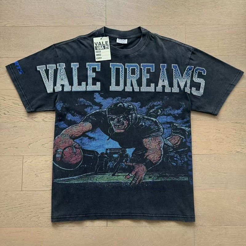 Vale Forever Washed Vintage Beaded Letter Graphic Round Neck T-Shirt gallery