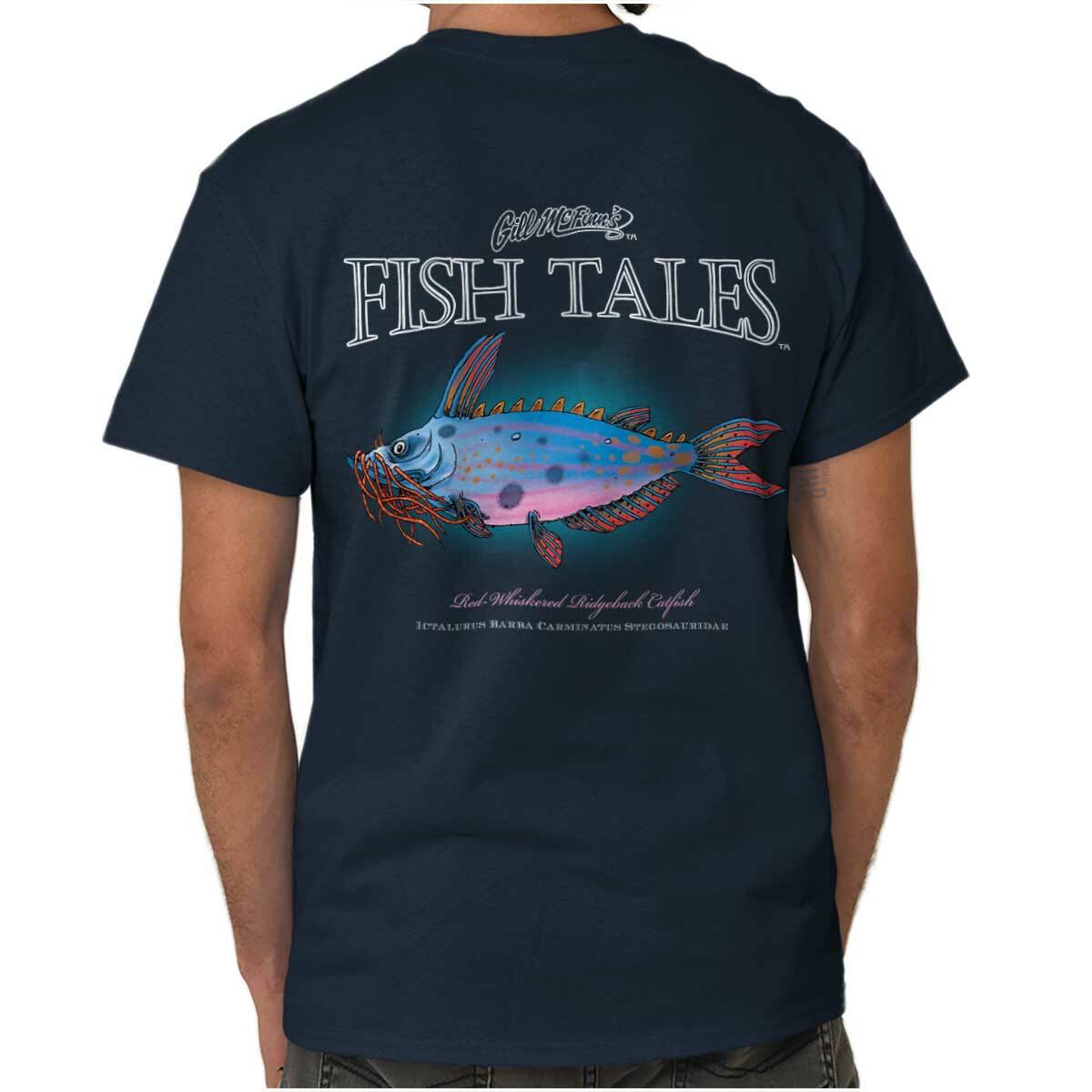 Gill McFinns Funny Catfish Outdoor Fishing Womens or Mens Crewneck T Shirt Tee gallery