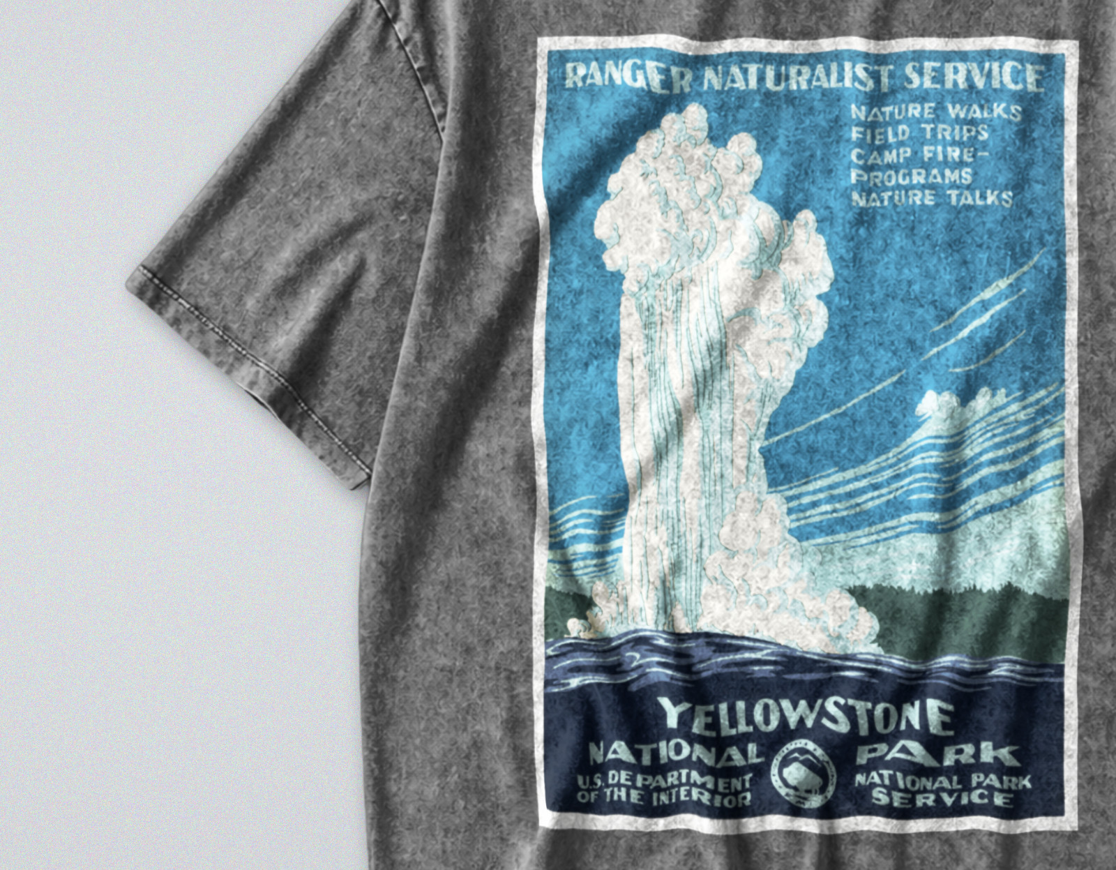 100% Cotton Tee - Unisex Retro Oversized Fit - Yellowstone National Park Print gallery