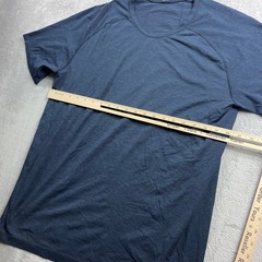 Lululemon Metal Vent Tech Mens Short Sleeve Shirt Navy Blue Heathered Training L