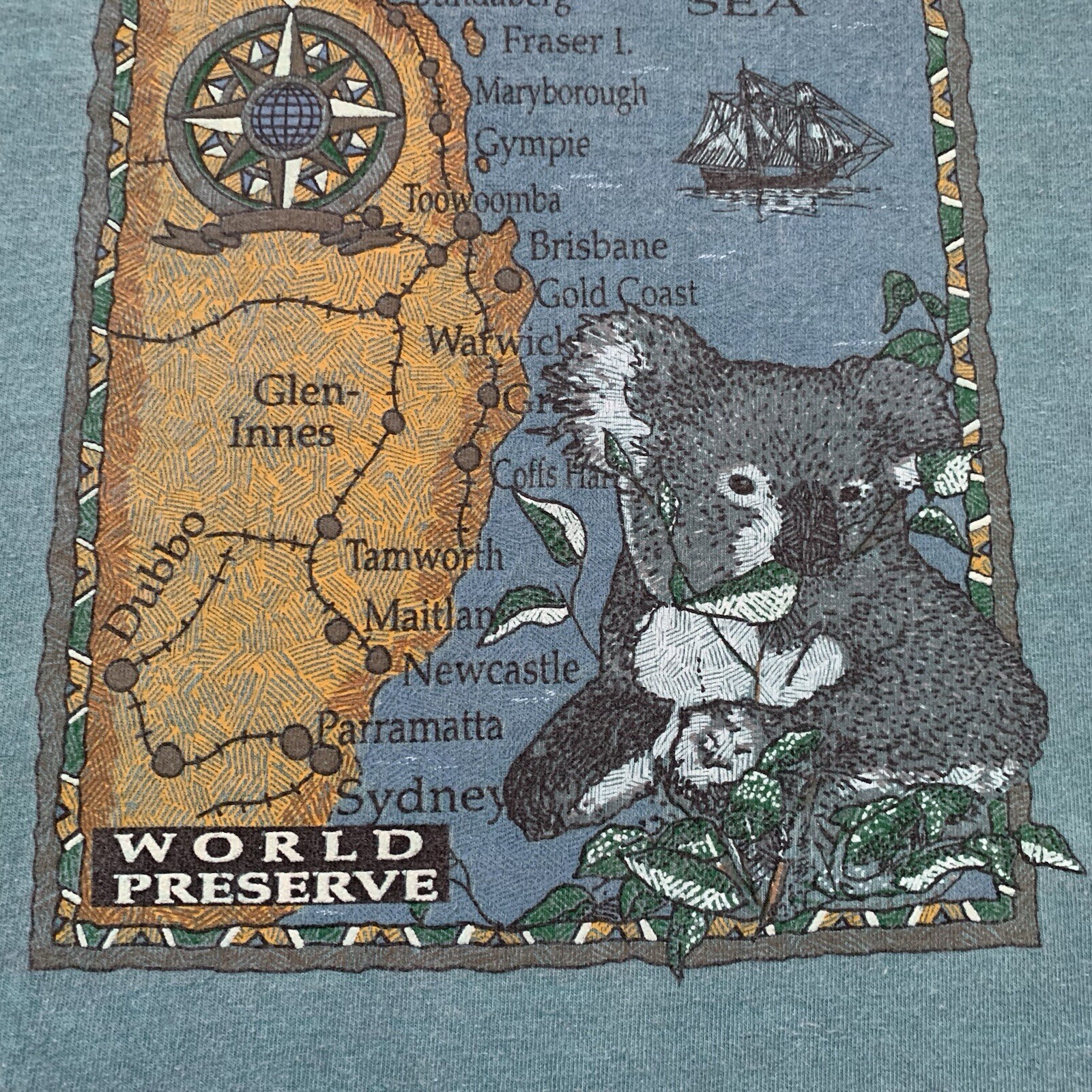 Vintage 90s Australia Koala Shirt Size L Tasman Sea Nature Animal Map gallery