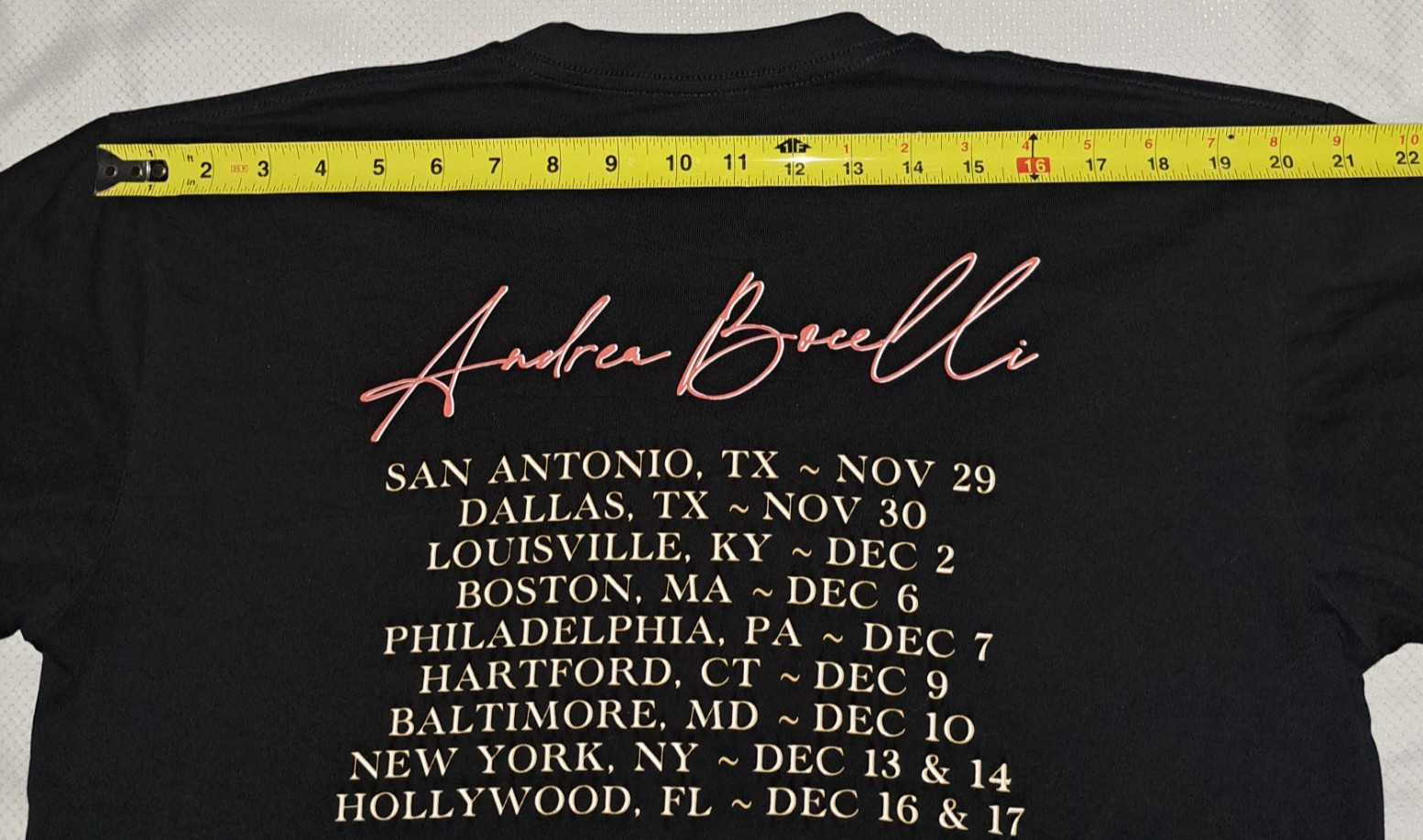 Andrea Bocelli Winter Tour 2023 USA T Shirt Size L gallery