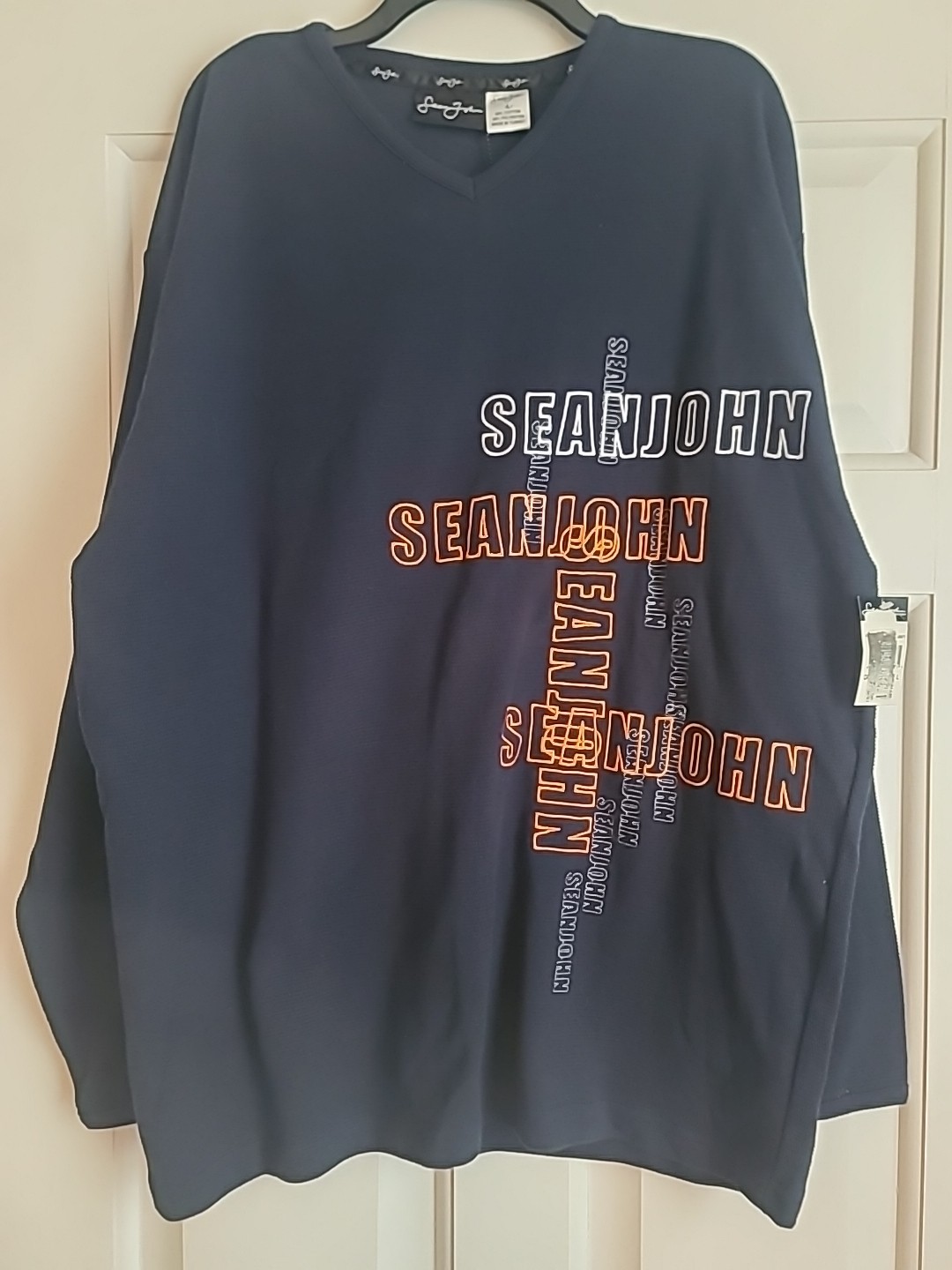 Sean John Navy Blue Jersey-like Pull On Long Sleeve Shirt Mens Large NWT Logo gallery