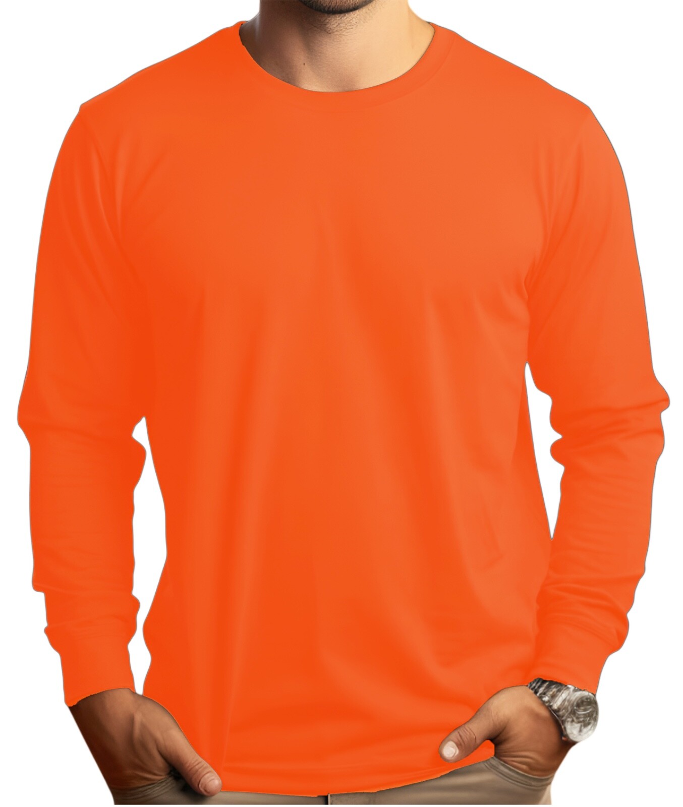 DRI-FIT Long Sleeve T-Shirts, UPF 50+ Sun Protection Shirt Safety Orange gallery