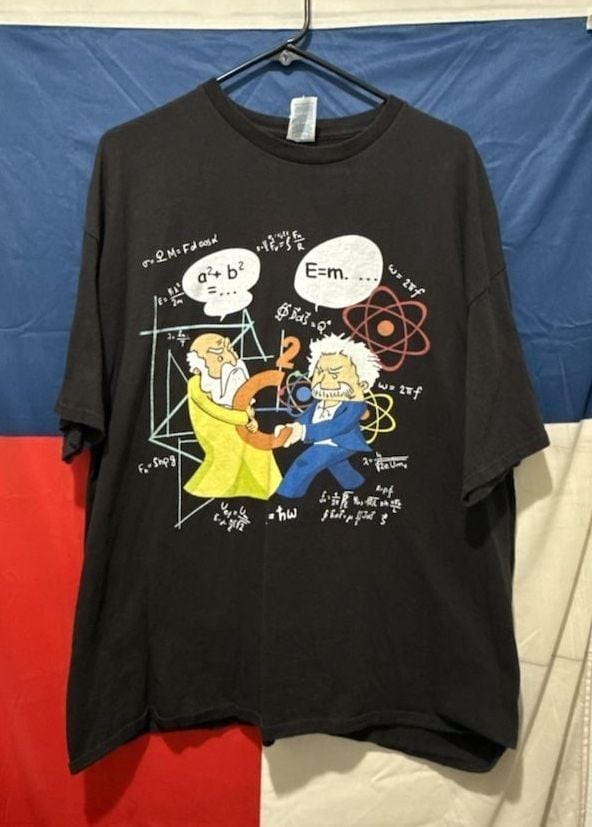 Delta Pythagoras vs Einstein Fight for C Squared Science Graphic T-Shirt gallery