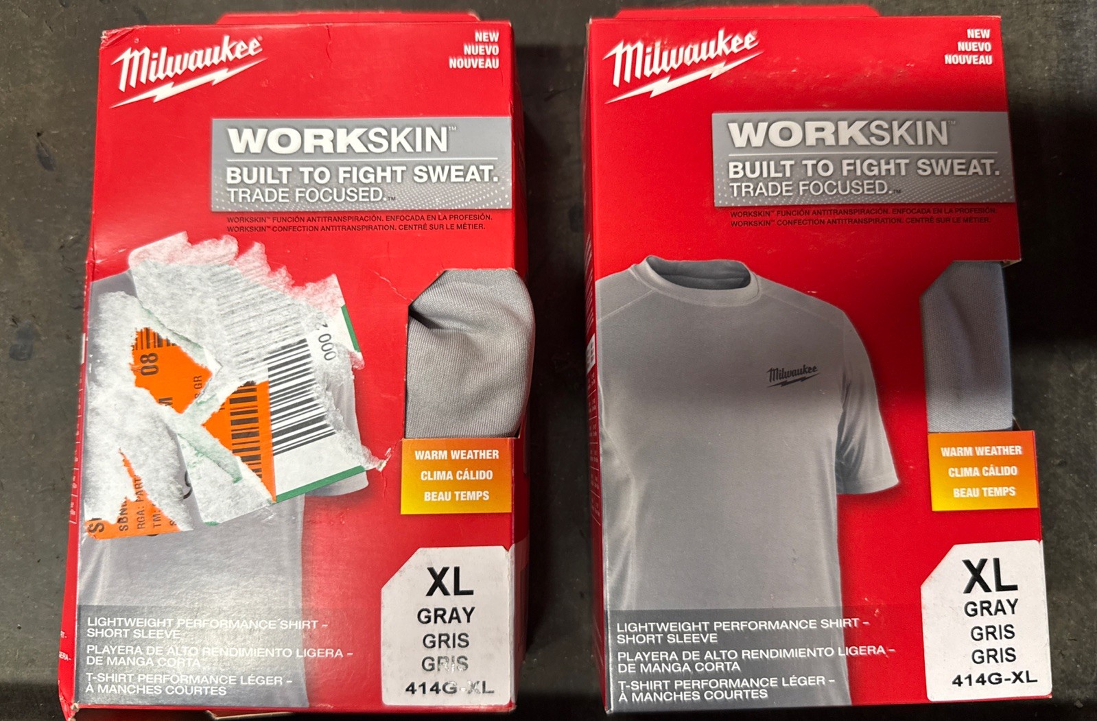 2- Packs Milwaukee Workskin 414G-XL Lightweight Performance Tee Shirt Gray gallery