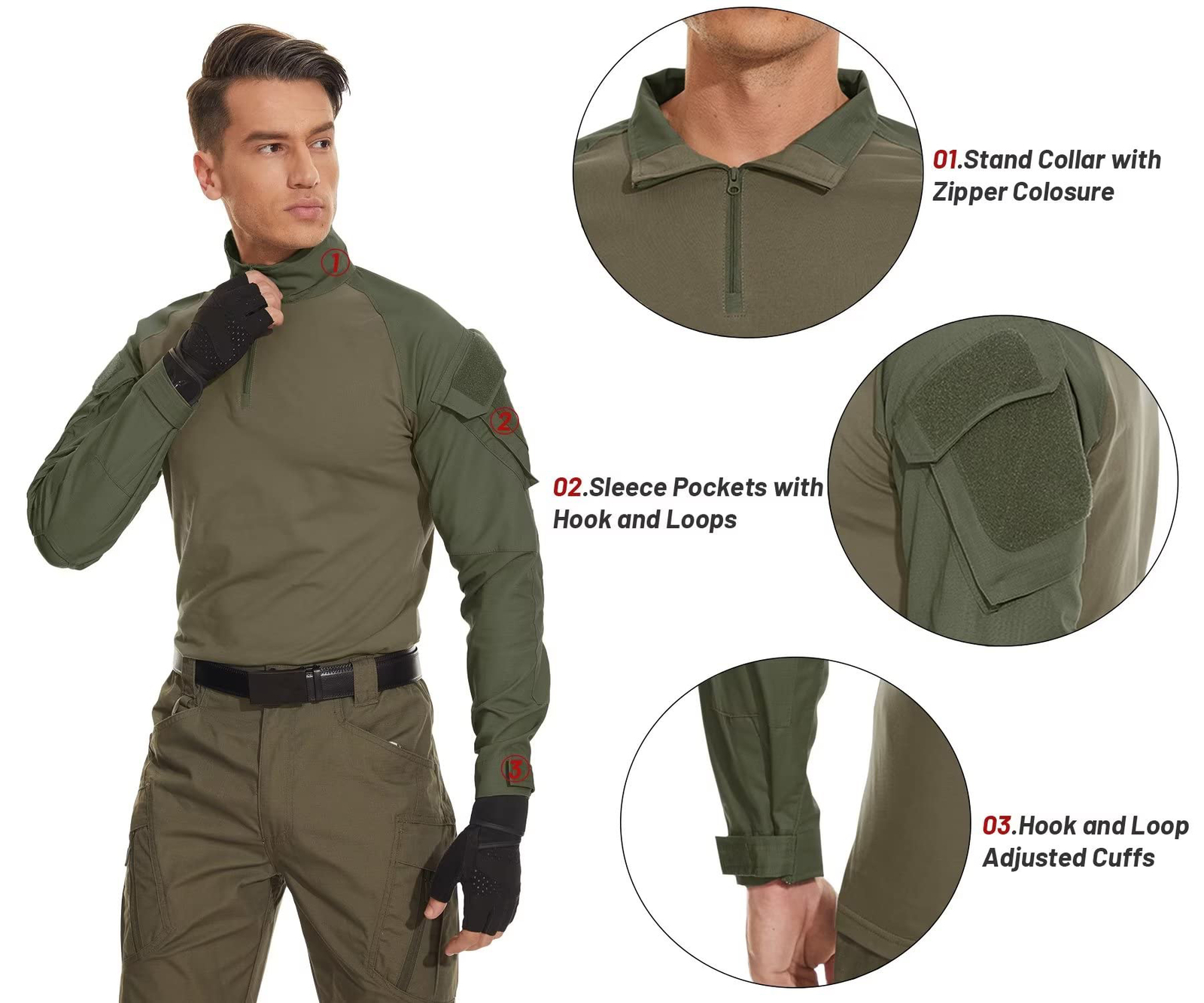 Men's Tactical Shirt Long Sleeve Ripstop Work 1/4 Zip Training Quick Dry Shirts gallery
